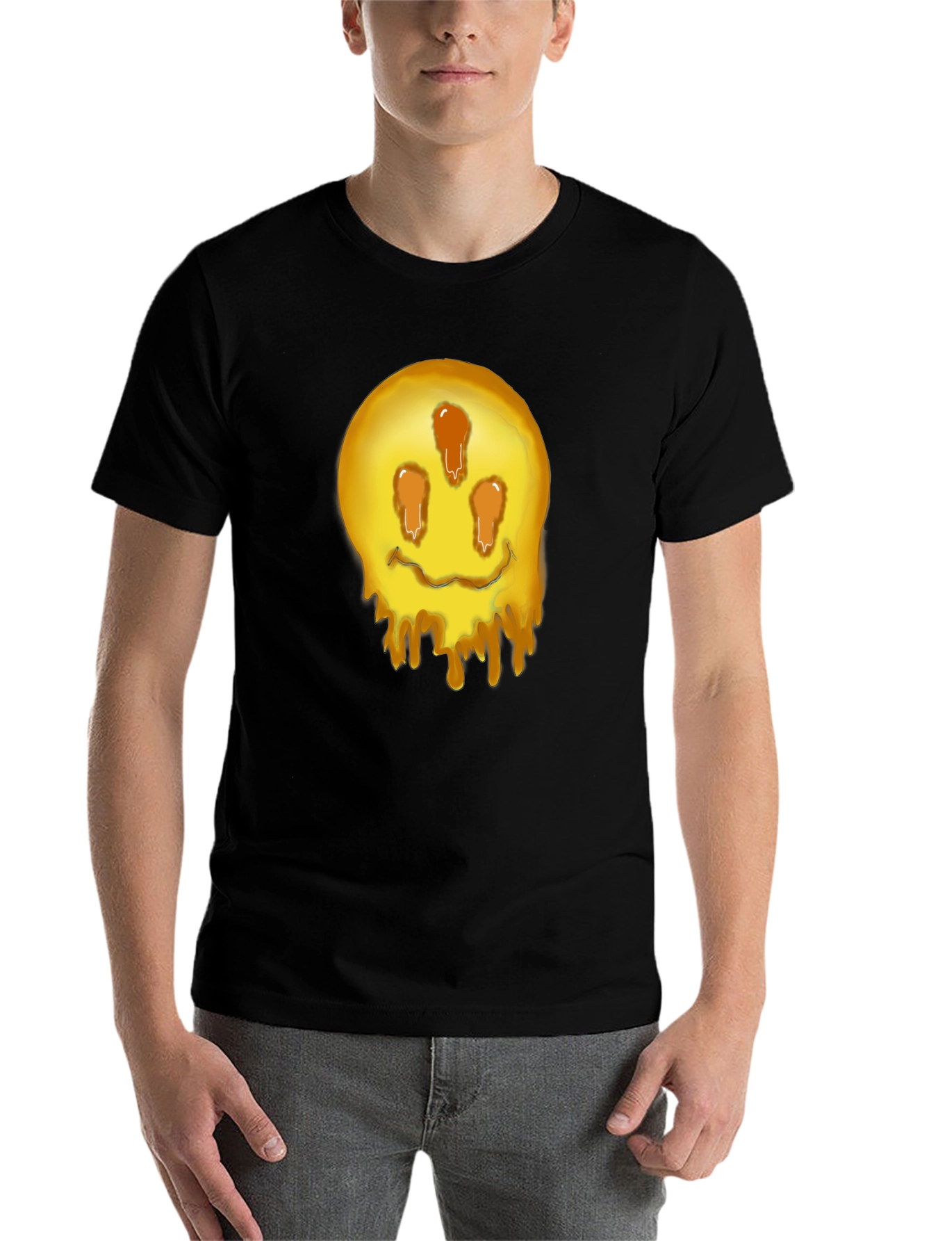 Black Melting Smiley Graphic Tee - Black view 7