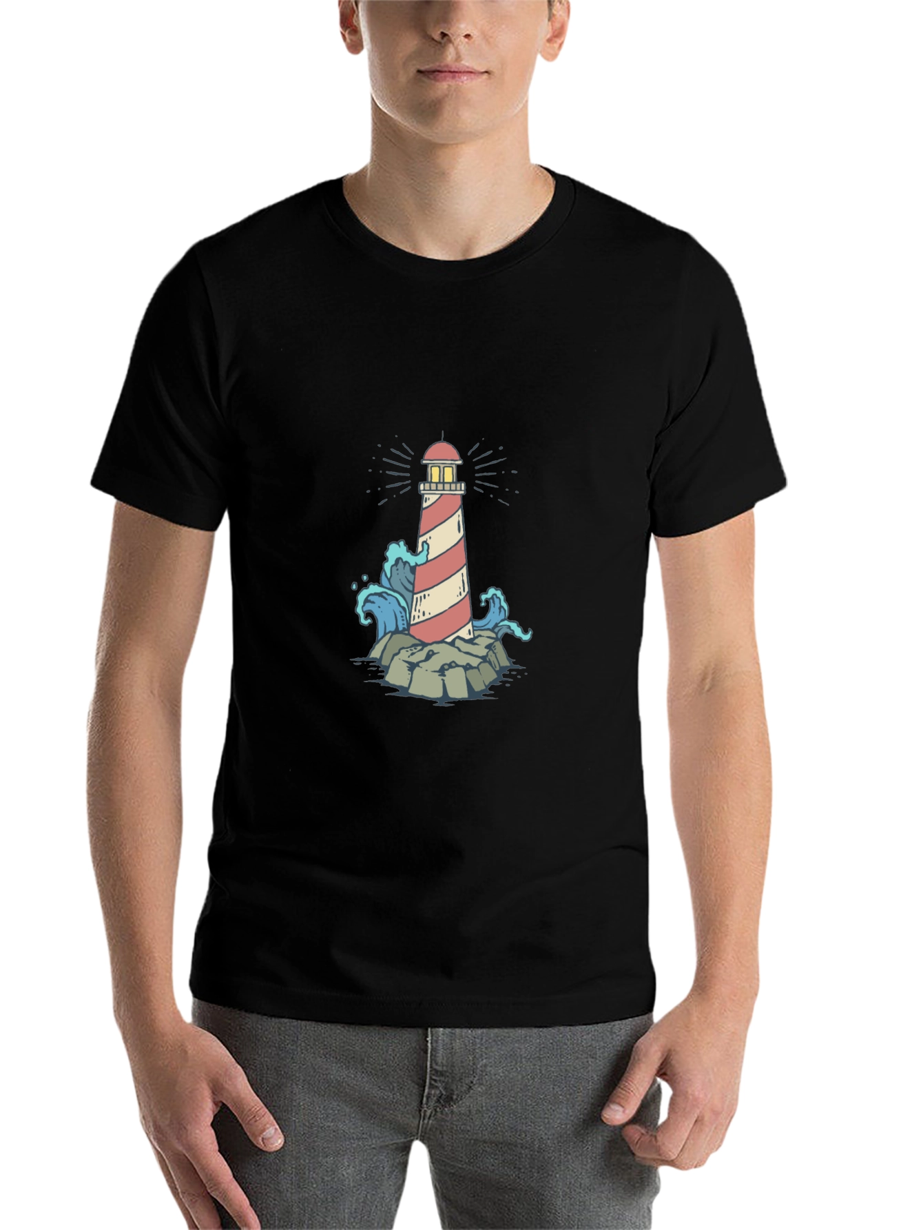 Black Lighthouse Graphic Print Tee view 7