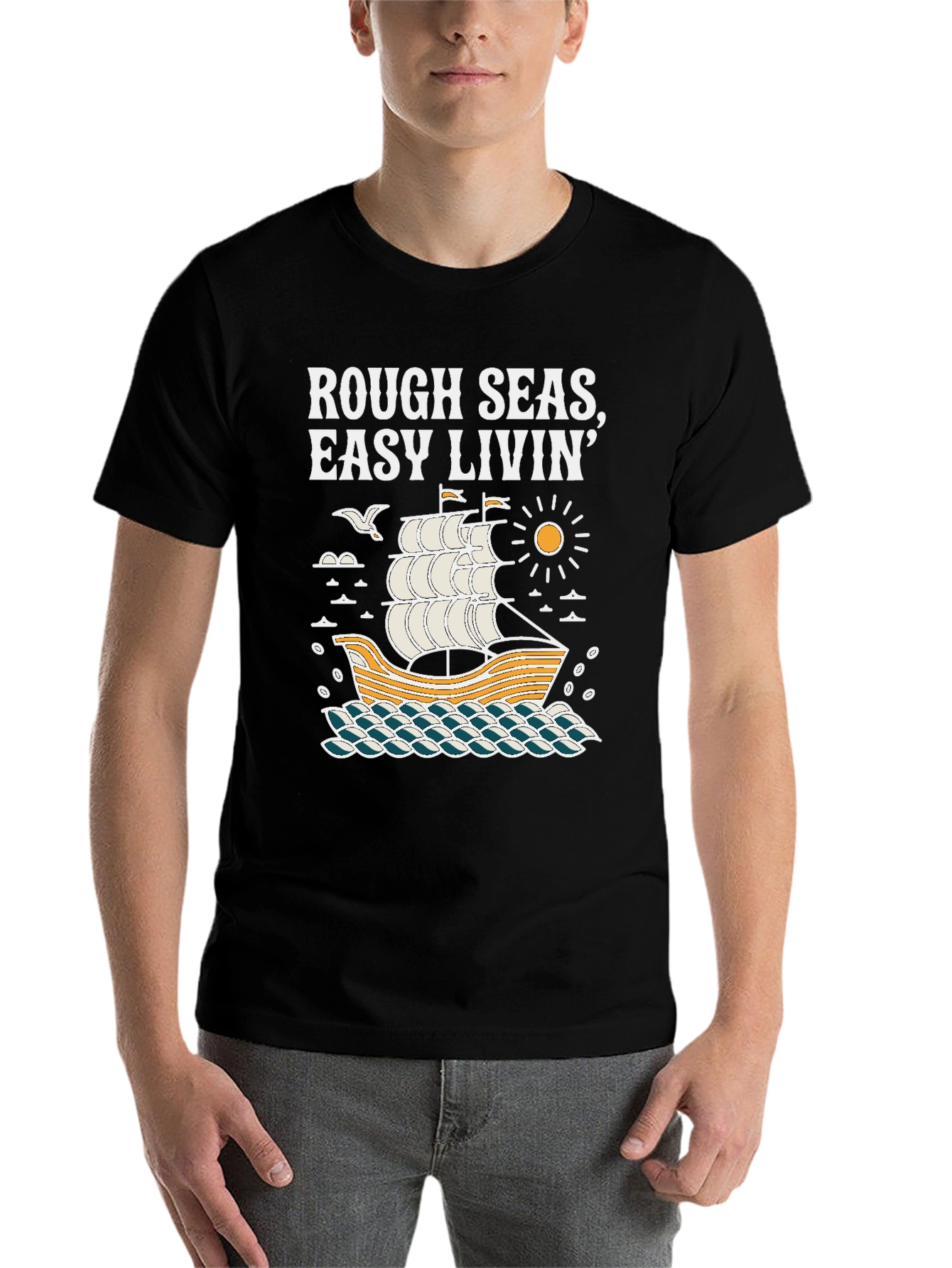 Black Rough Seas, Easy Livin' Black Graphic Tee view 7