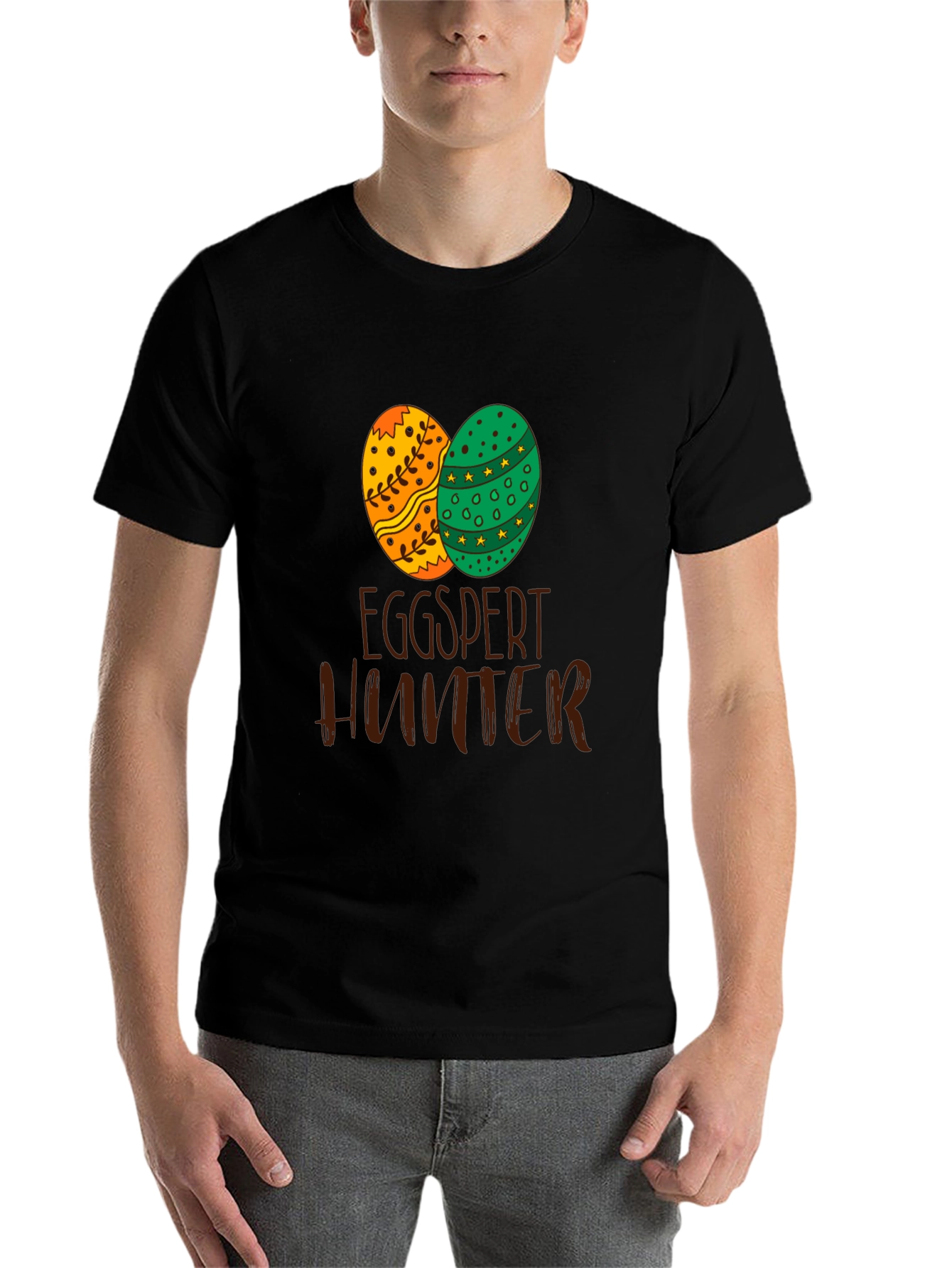 Camiseta Negra 'Eggspert Hunter' para Pascua