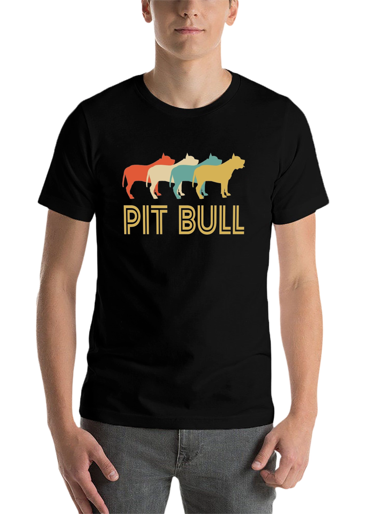 Black Retro Pit Bull Graphic Tee - Black Cotton Blend view 7