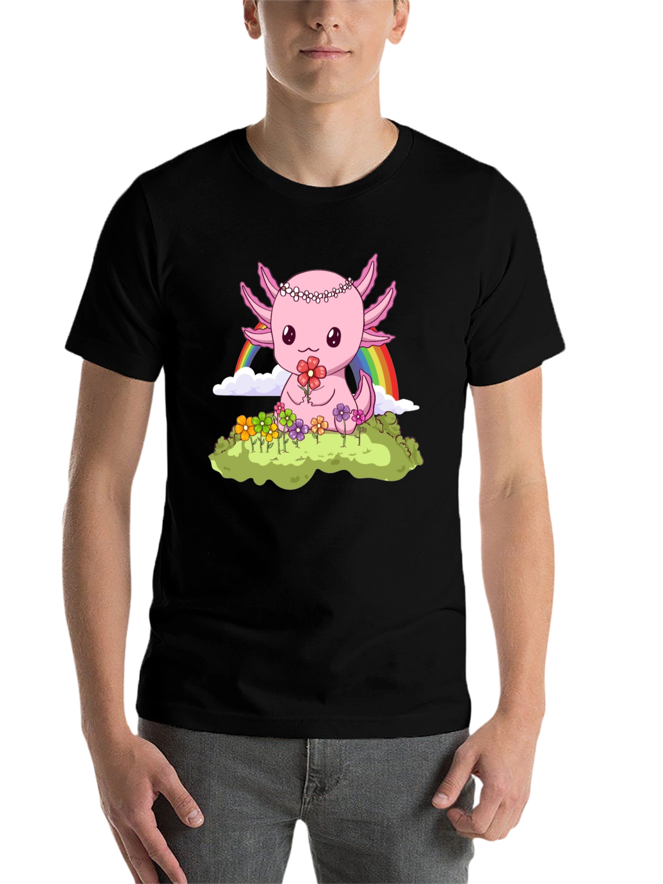Black Axolotl Rainbow T-Shirt view 7
