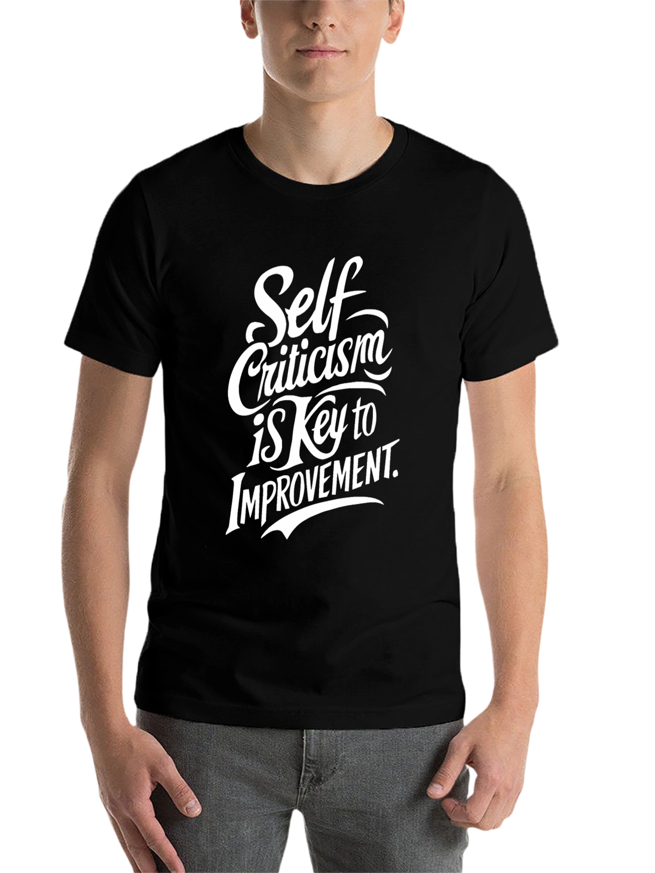 Black Self Criticism Key to Improvement Graphic Tee view 7