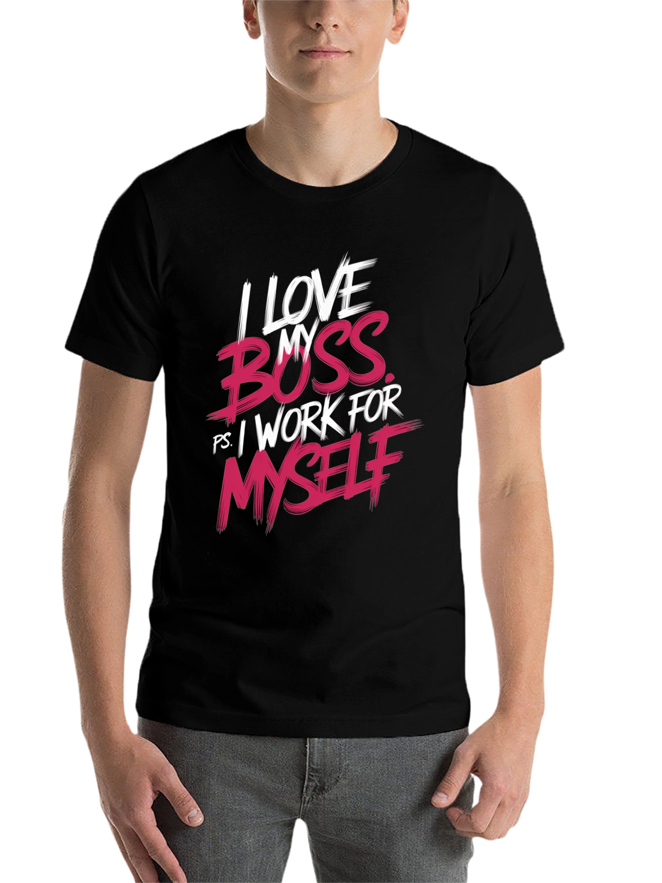 Black I Love My Boss T-Shirt - Funny Self-Employed Tee view 7