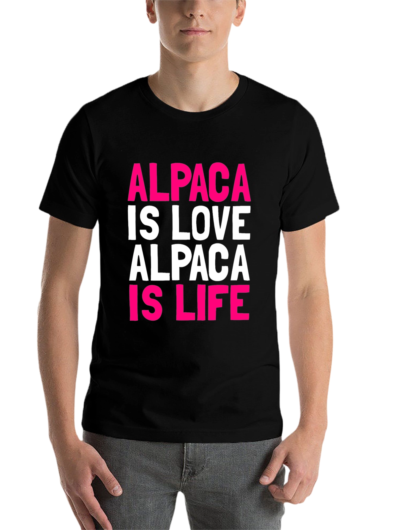 Black Alpaca Love T-Shirt - Trendy Graphic Tee view 7