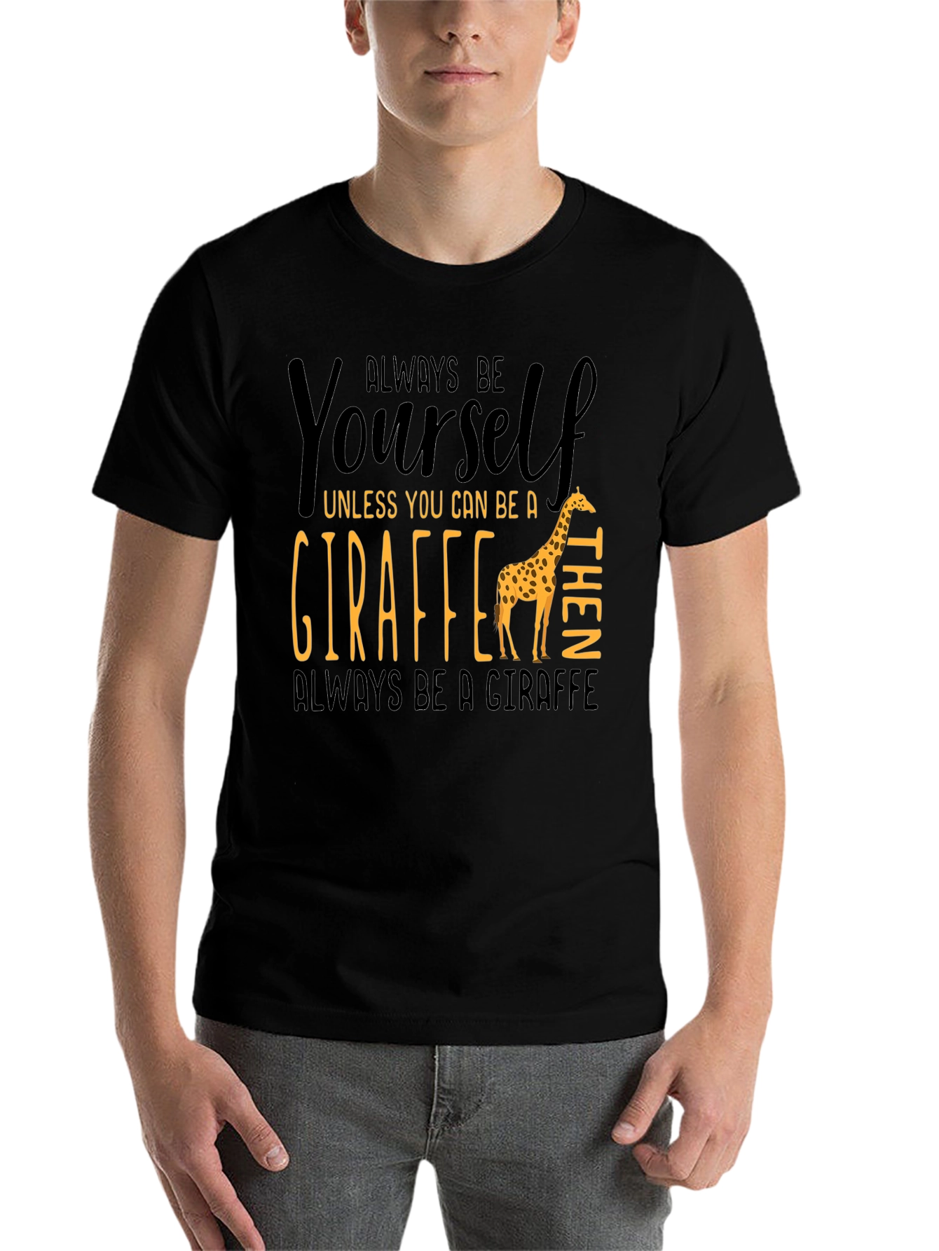 Black Always Be Yourself Giraffe T-Shirt view 7