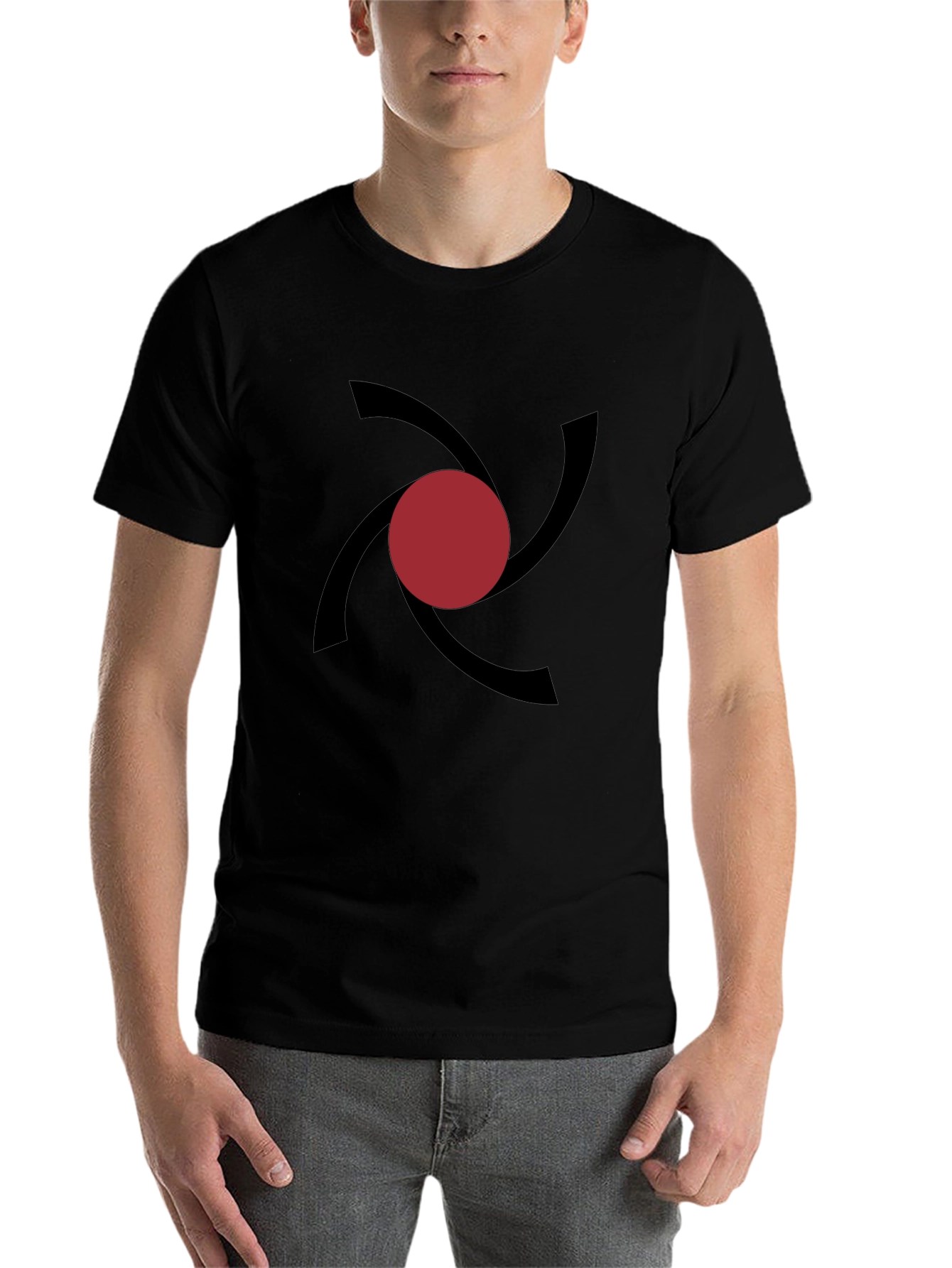 Black Modern Vortex Graphic Tee - Black Cotton Comfort view 7