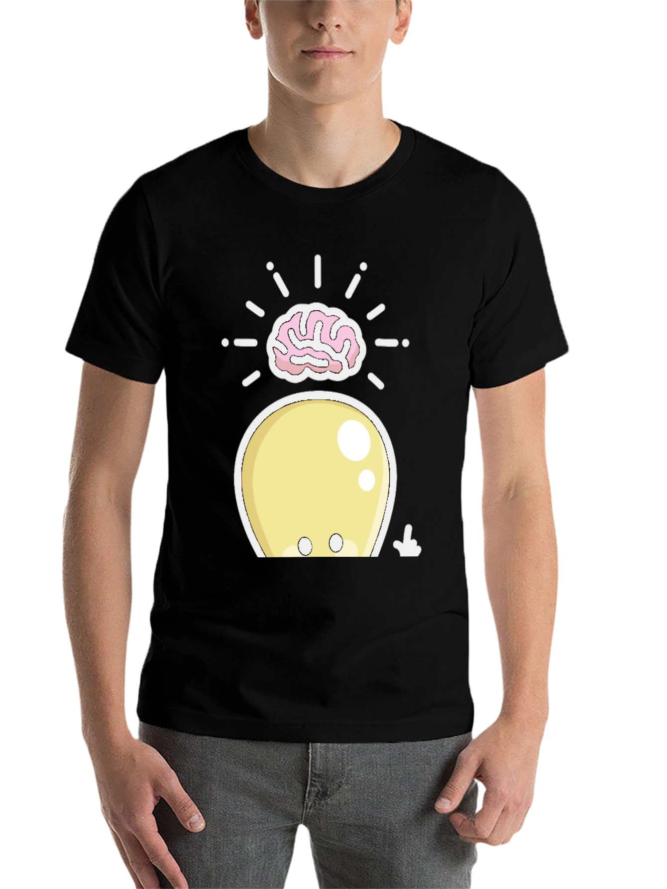 Black Funny Brainy Squid Graphic T-Shirt view 7