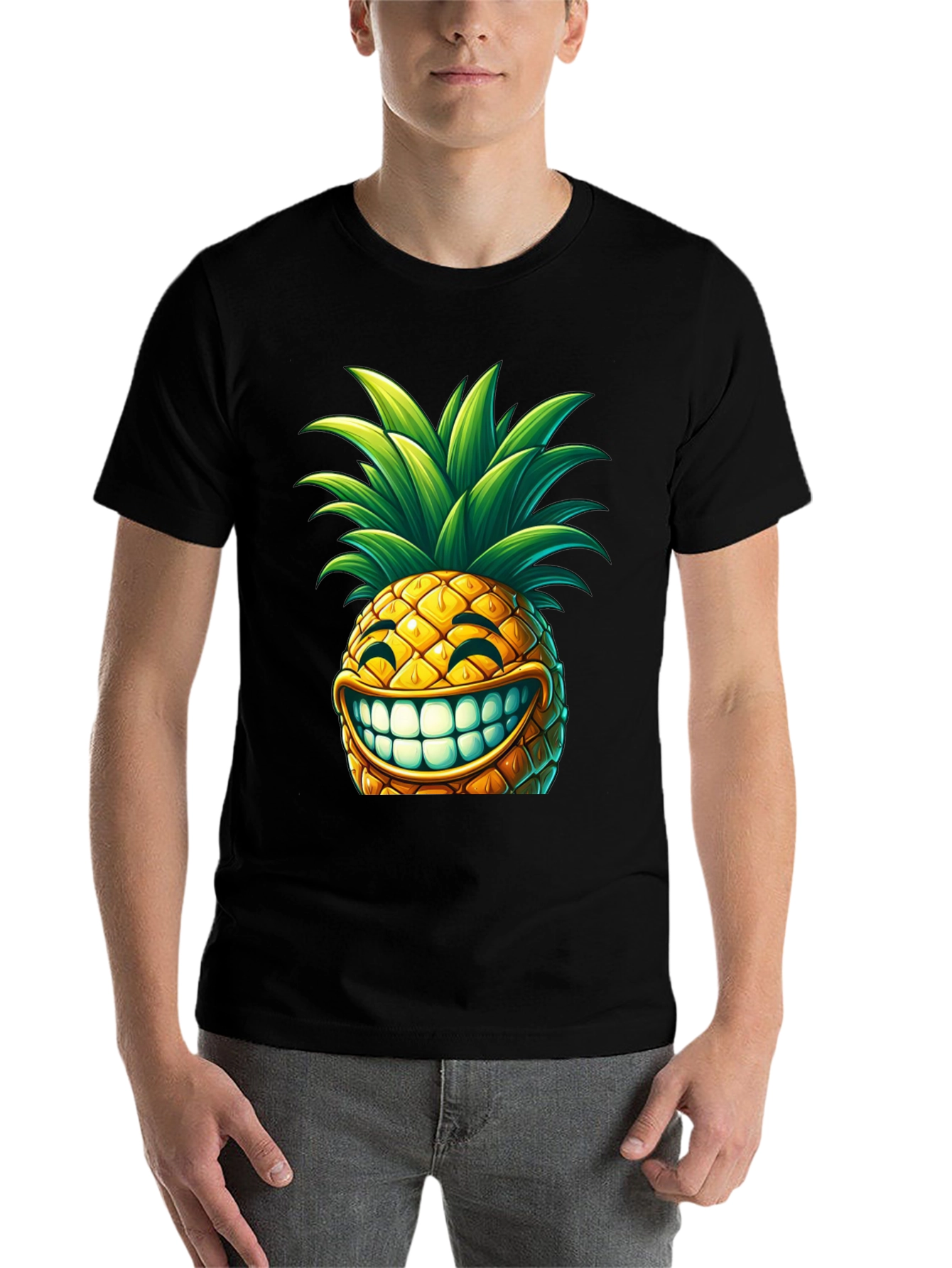 Black Funny Pineapple Graphic T-Shirt -  Unique Design view 7