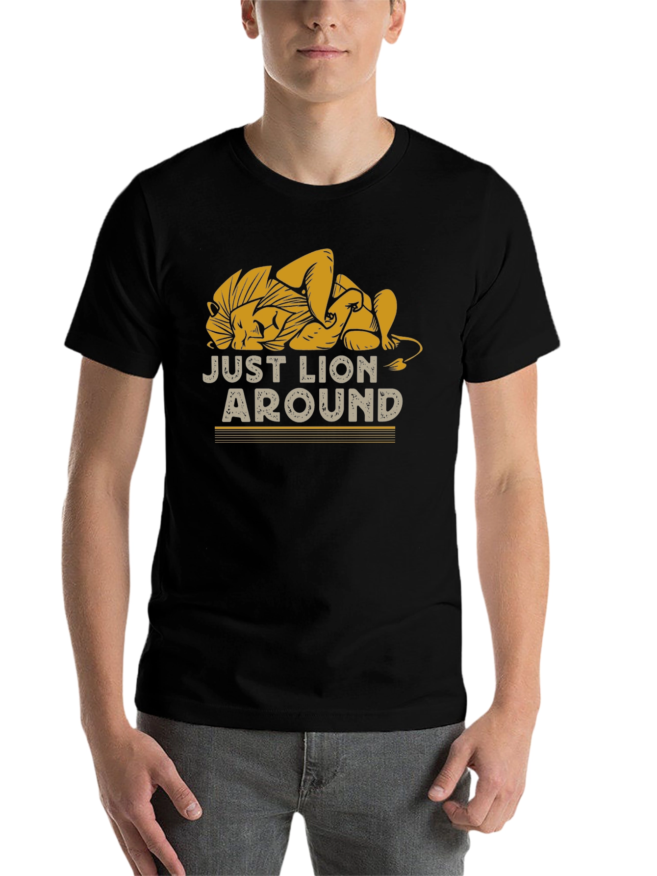 Black Just Lion Around Graphic T-Shirt, Relaxed Fit view 7