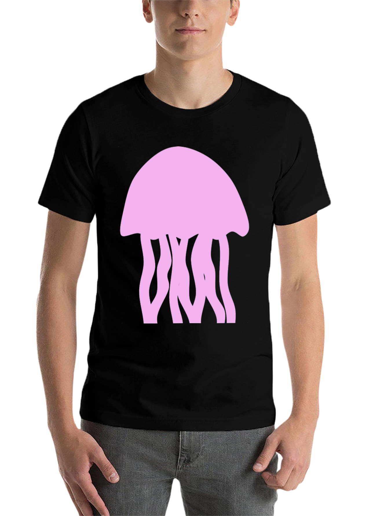 Black Jellyfish Graphic Tee - Black Cotton T-Shirt view 7