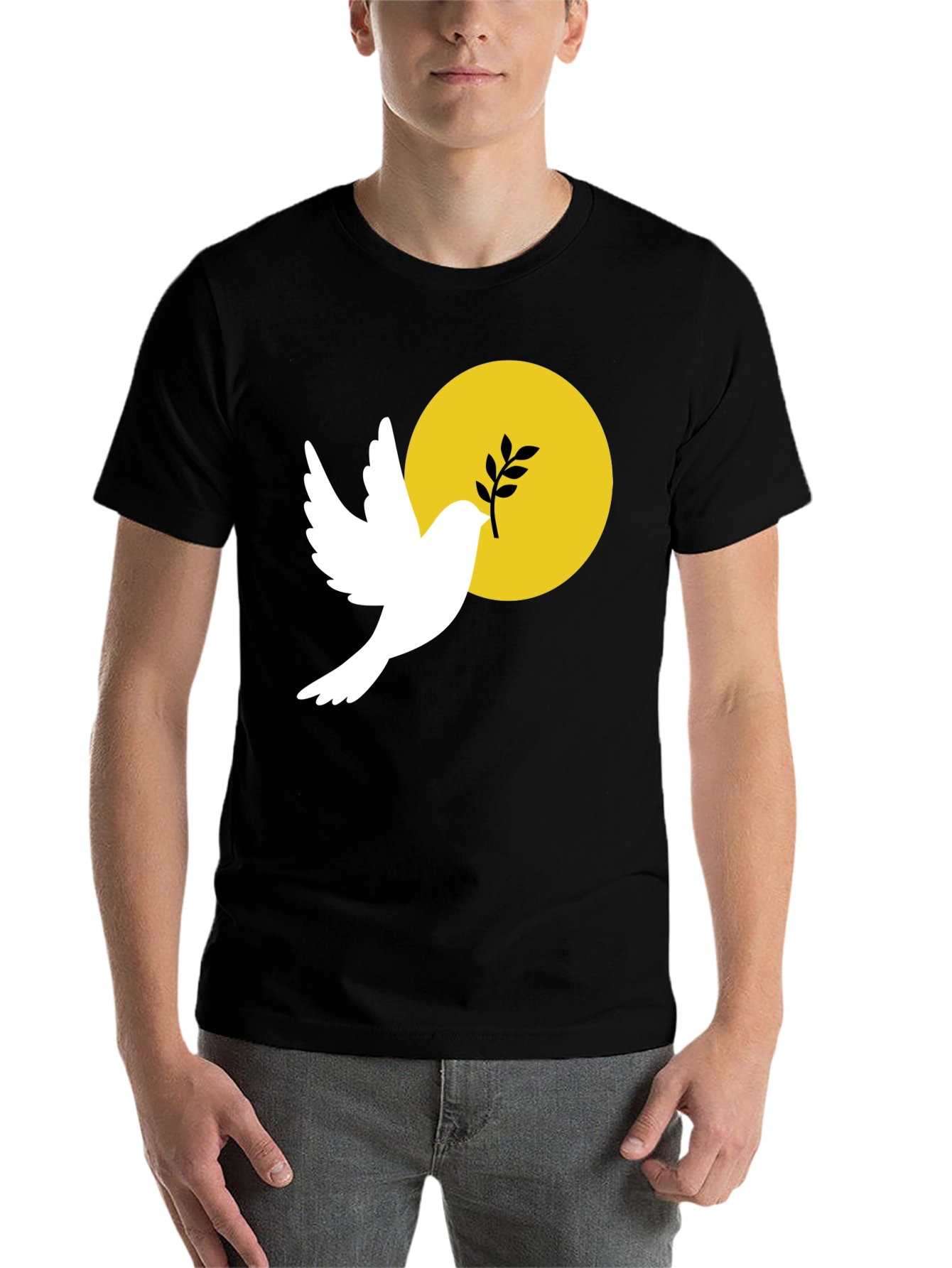 Black Peace Dove Graphic T-Shirt - Black Cotton Blend view 7