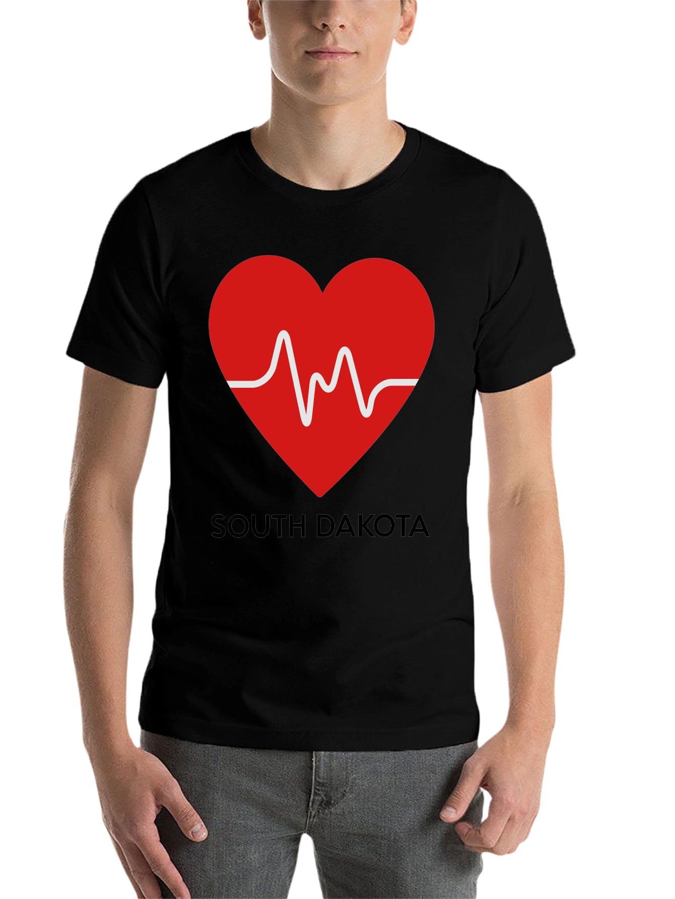 Black South Dakota Heartbeat T-Shirt view 7