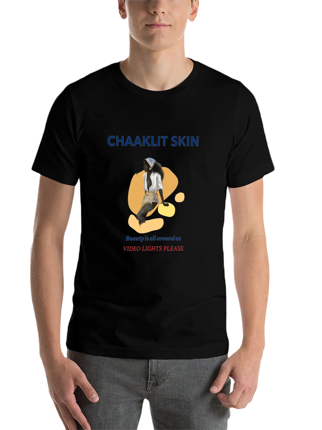 Black Unique Graphic T-Shirt - 'Chaaklit Skin' Design view 7