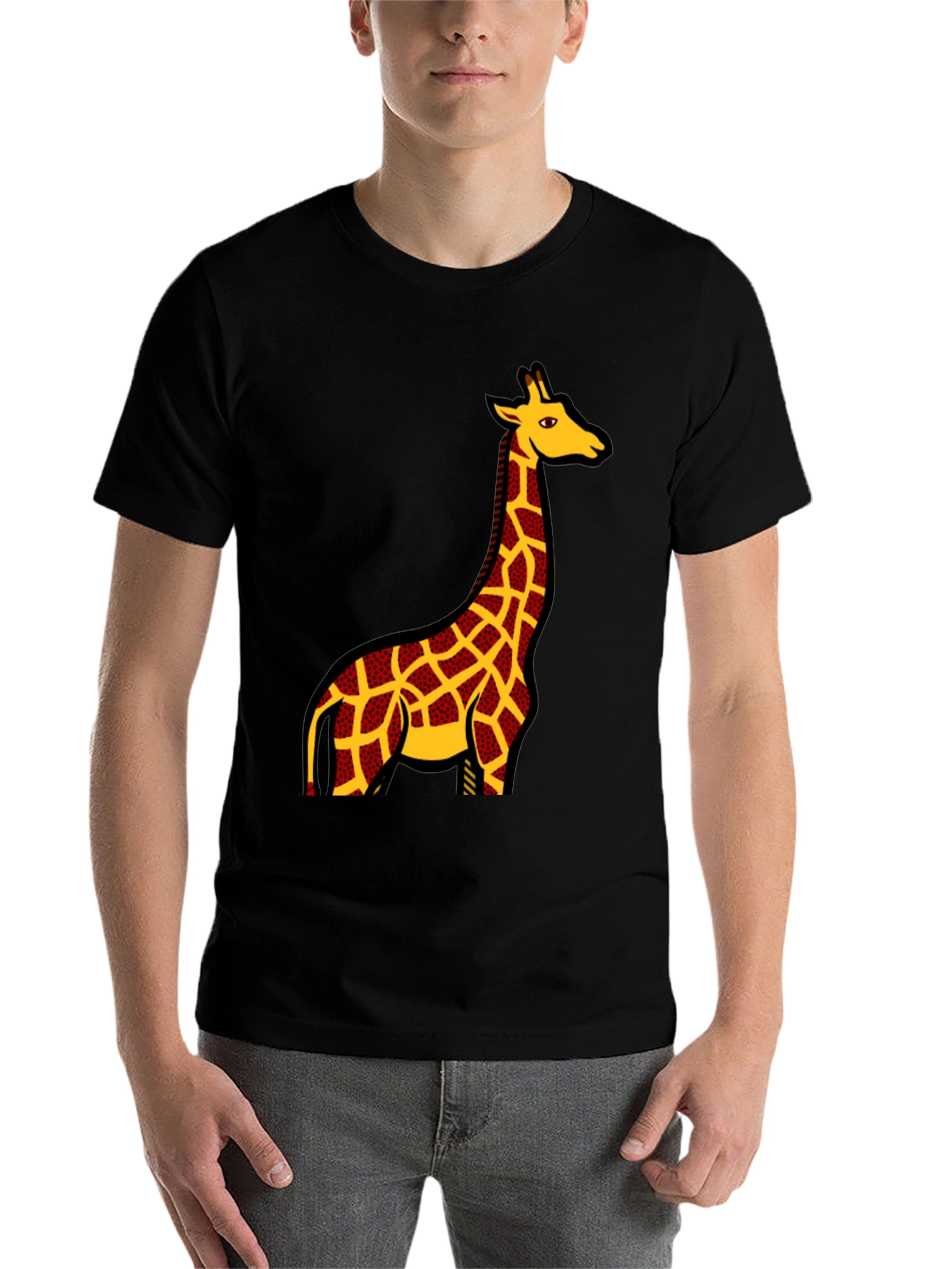Black Giraffe Print Black T-Shirt view 7