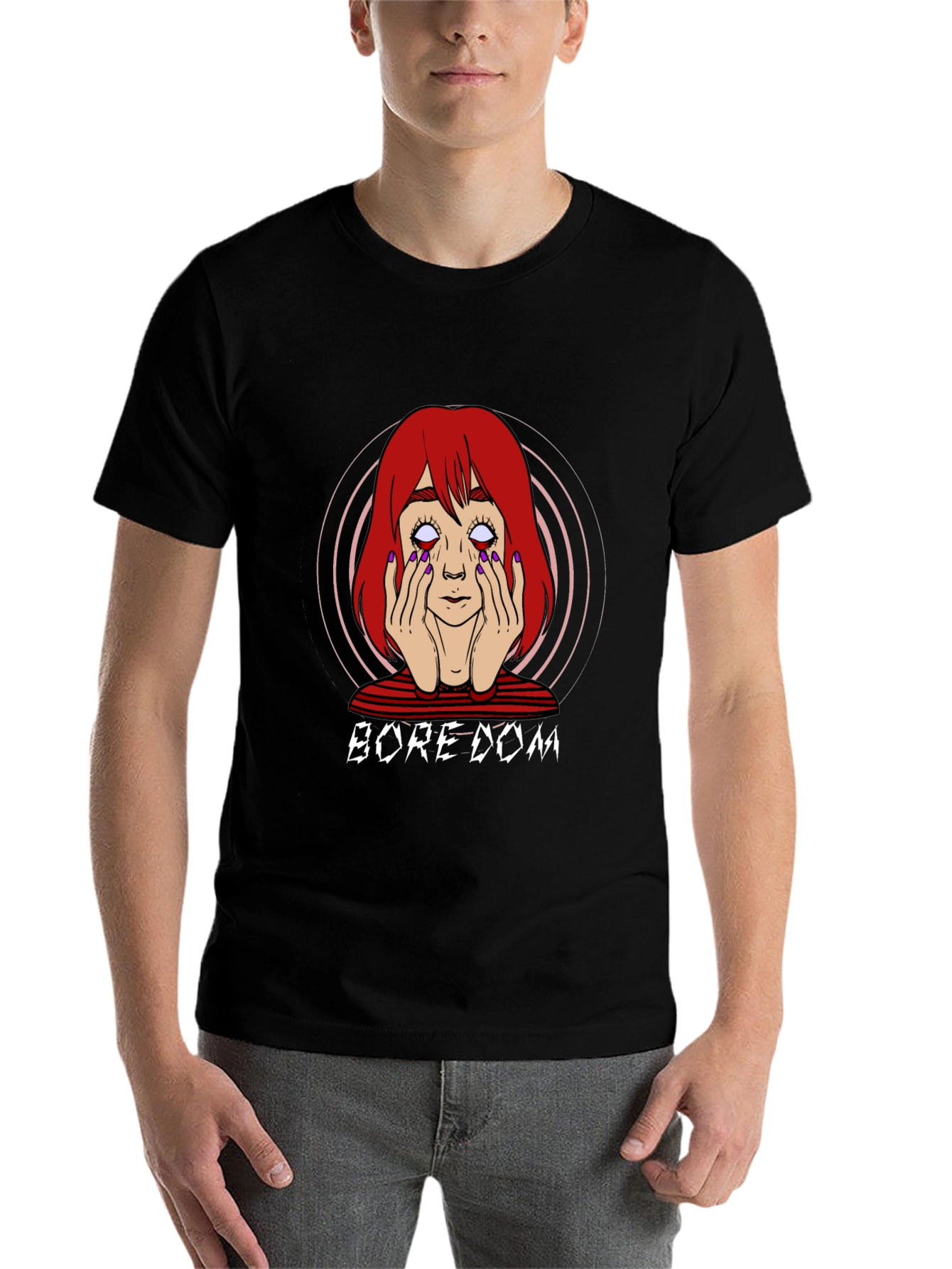 Black Boredom Graphic T-Shirt - Unisex Black Tee view 7