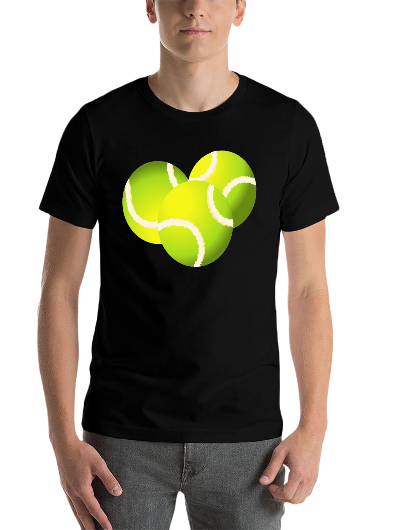 Tennis Balls Graphic Tee - Black Cotton T-Shirt - 7