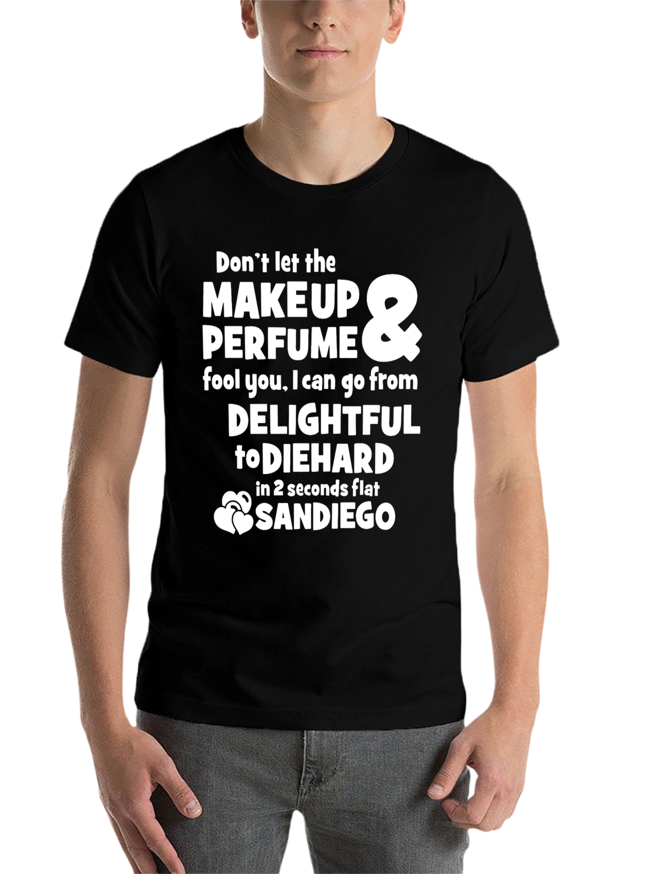 Black Funny Graphic T-Shirt - Makeup & Perfume - Sandiego  view 7