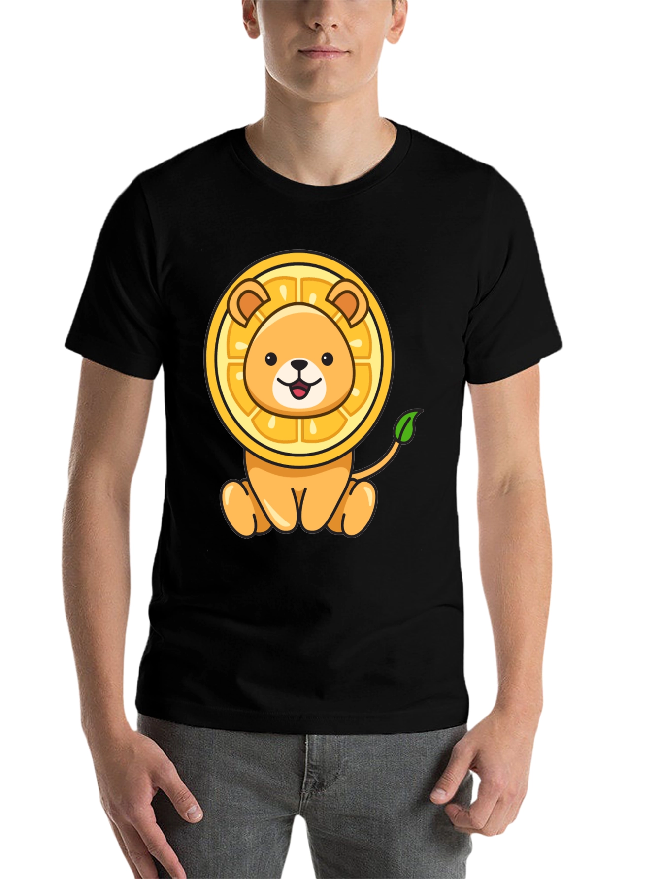 Black Lion-Orange Graphic Tee - Fun & Unique Design view 7