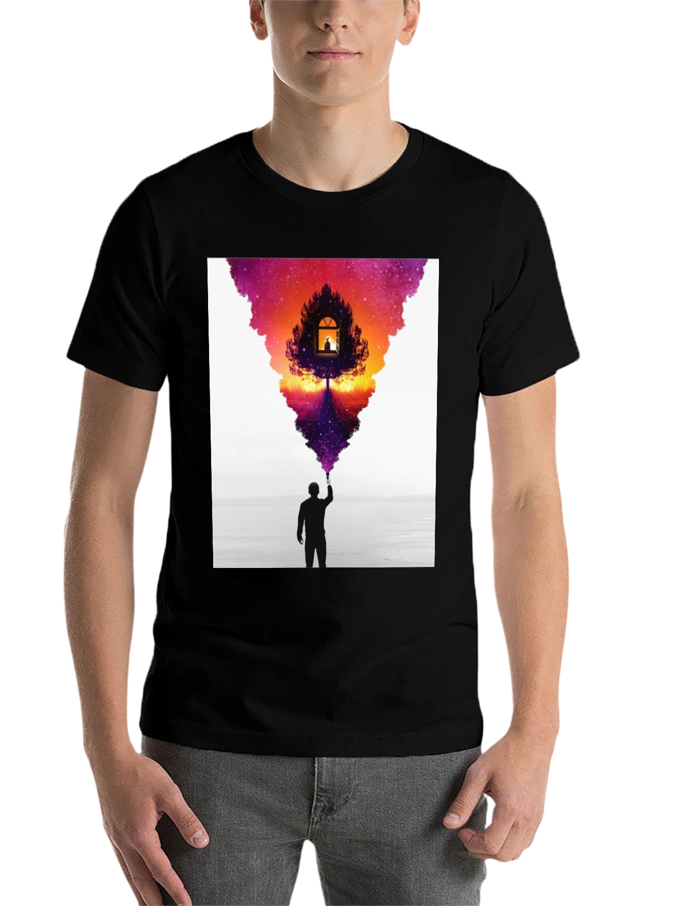 Black Dreamscape Graphic Tee - Men's Black T-Shirt view 7