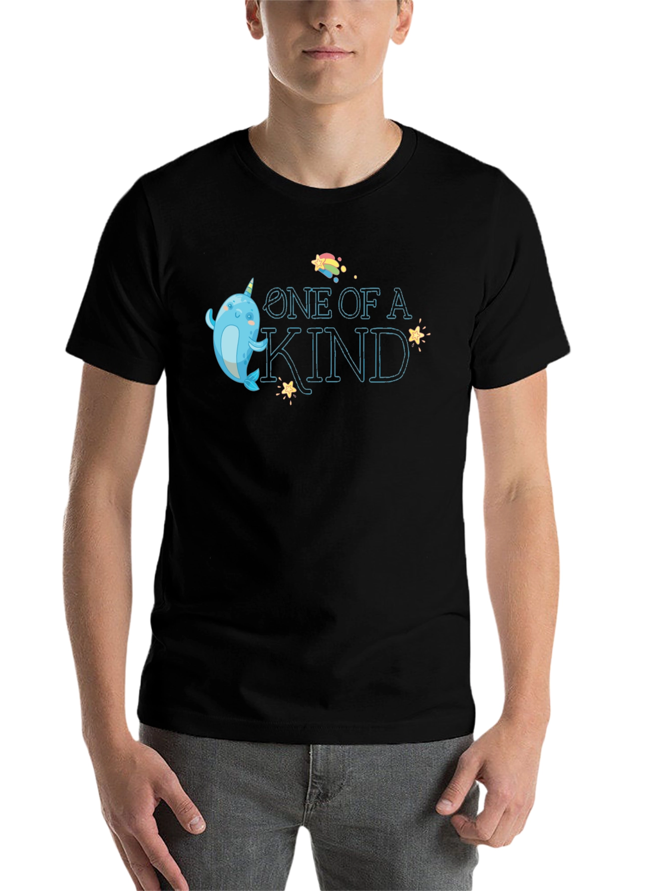 Black One of a Kind Narwhal T-Shirt view 7
