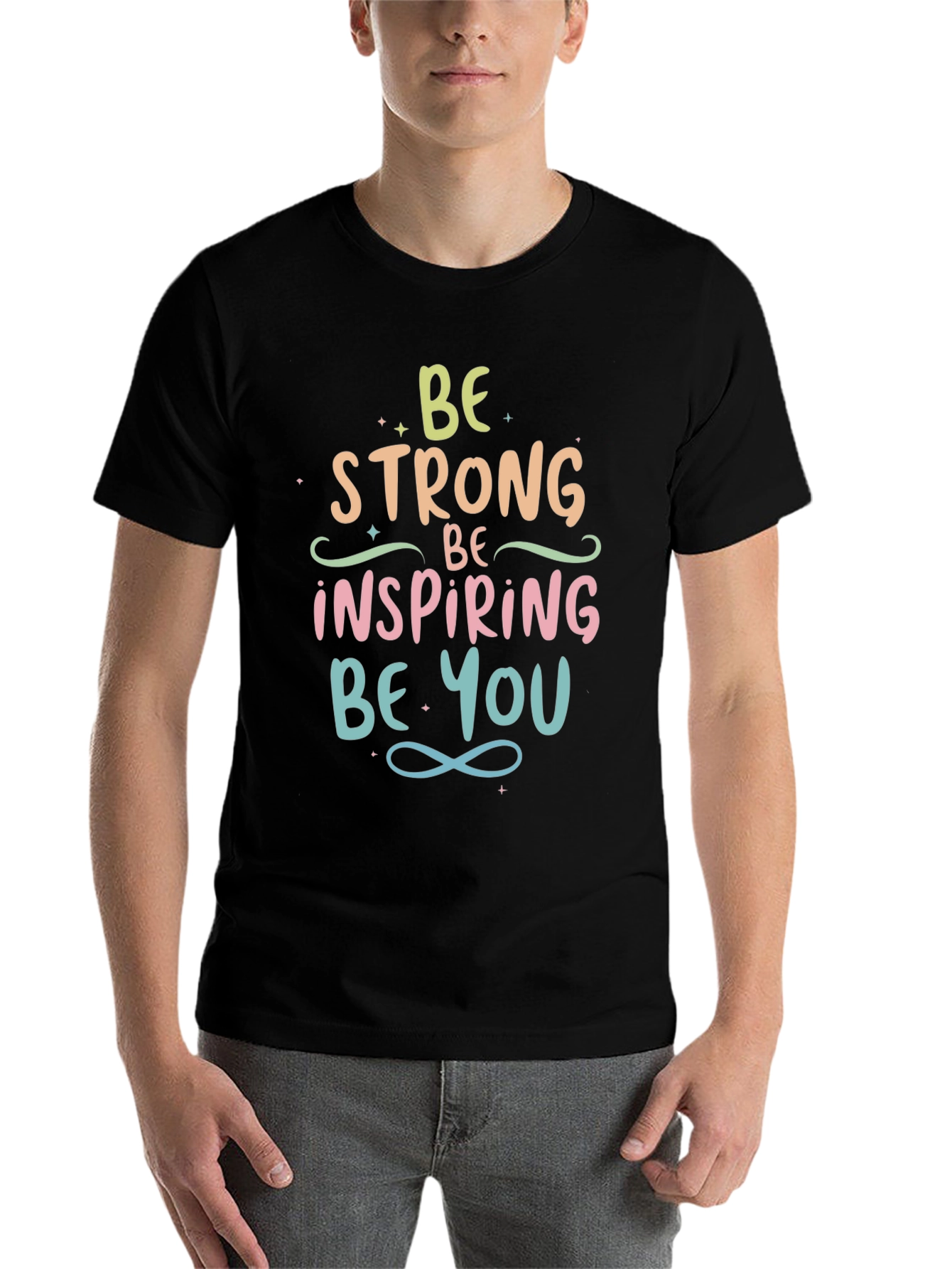 Black Inspirational Graphic Tee - Be Strong, Be You view 7
