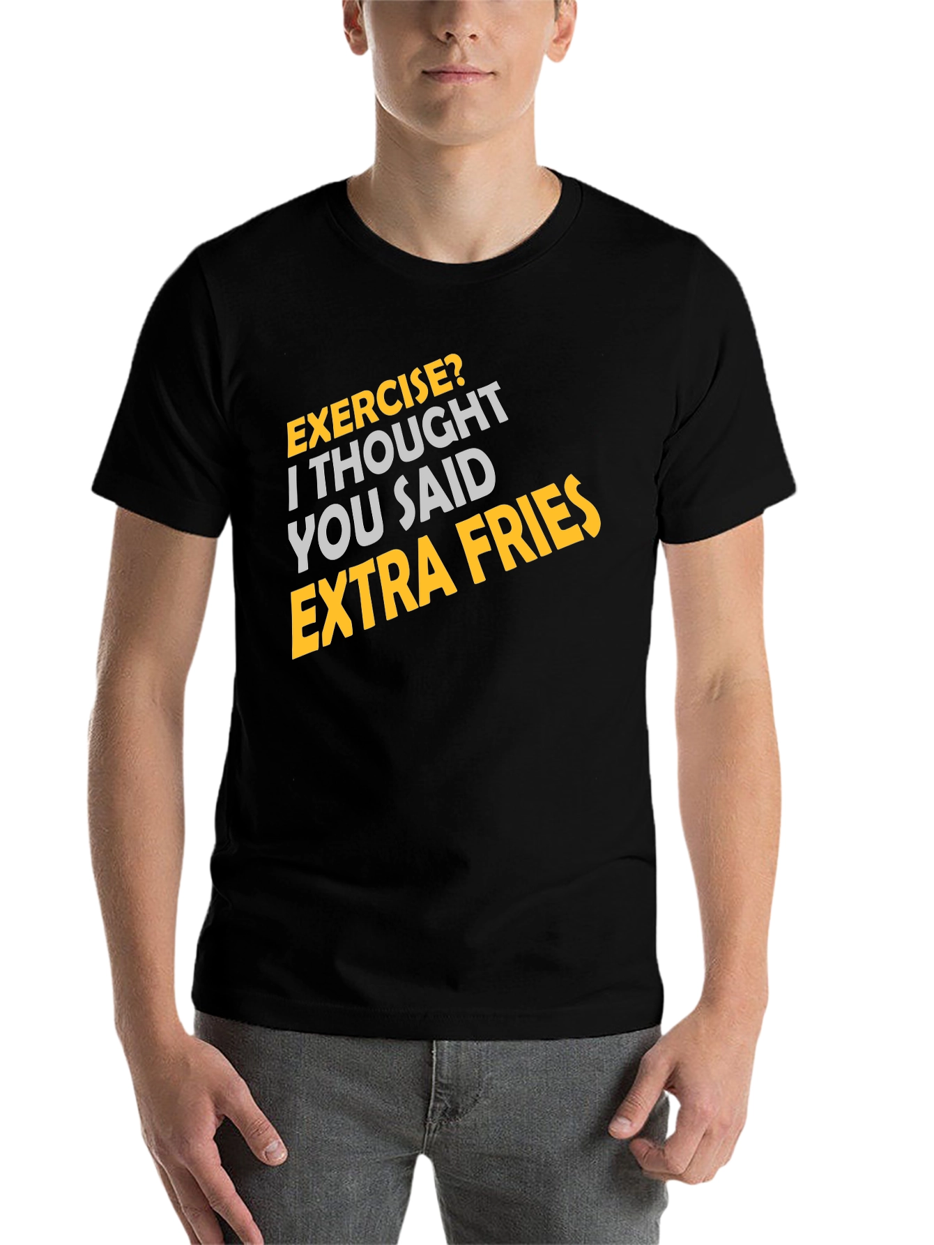 Black Exercise? Extra Fries Graphic Tee view 7