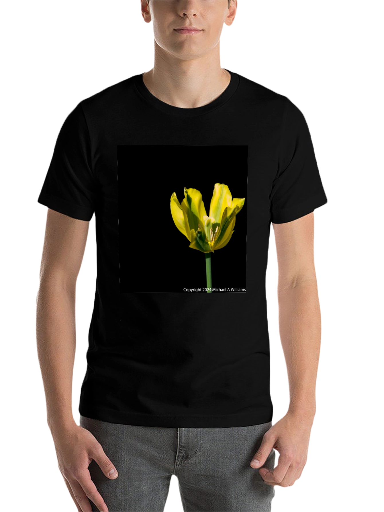 Floral Tulip Graphic Tee - Black T-Shirt - 7