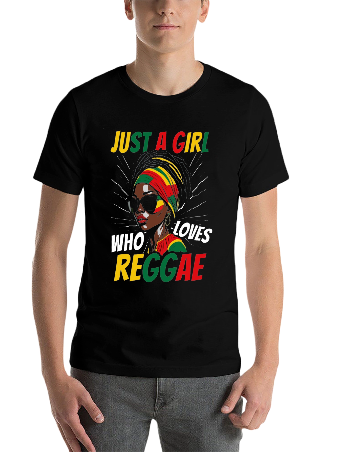 Black Just a Girl Who Loves Reggae Black T-Shirt view 7