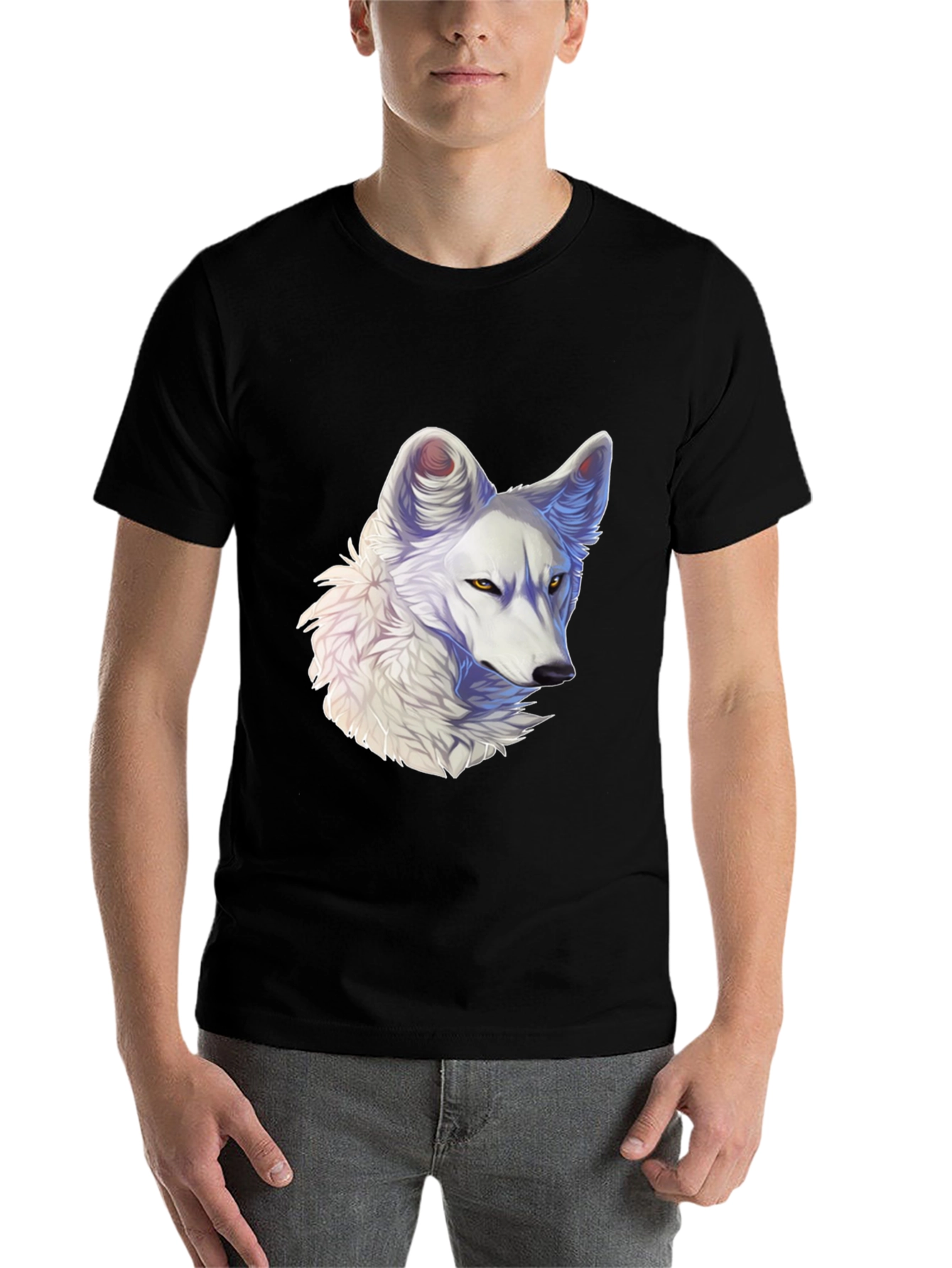 Black Arctic Wolf Graphic Tee - Black Cotton Blend view 7