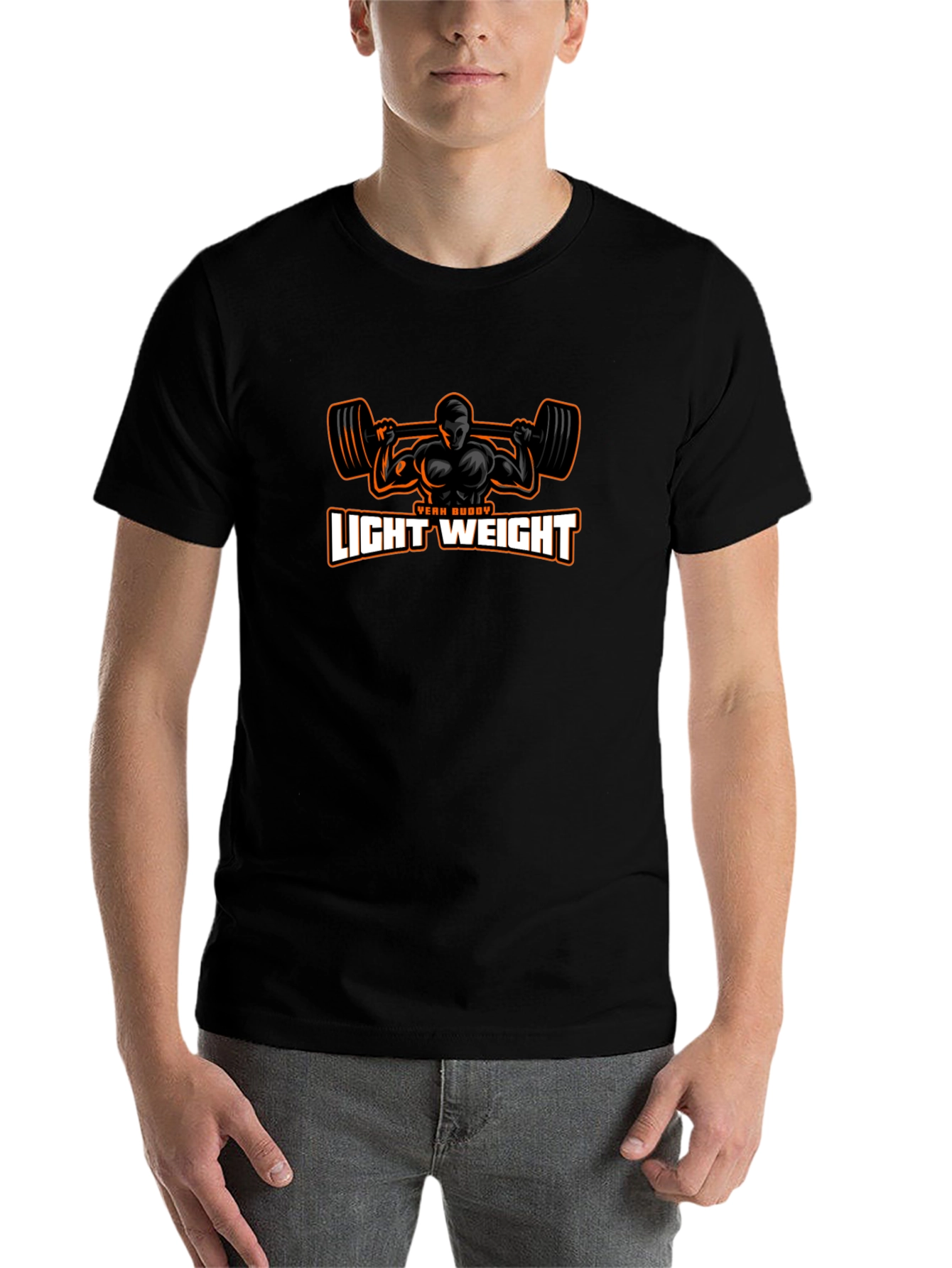 Light Weight, Yeah Buddy! Men's Black T-Shirt - 7