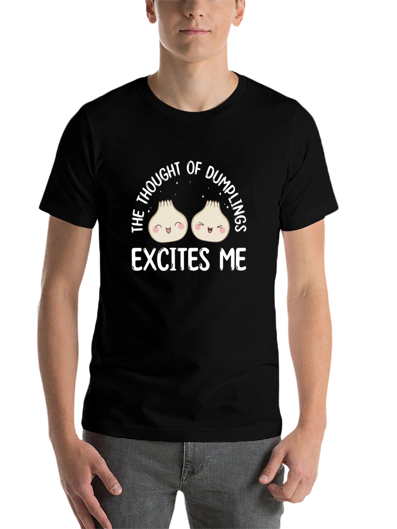 Black Dumpling Lover T-Shirt - The Thought of Dumplings Excites Me view 7
