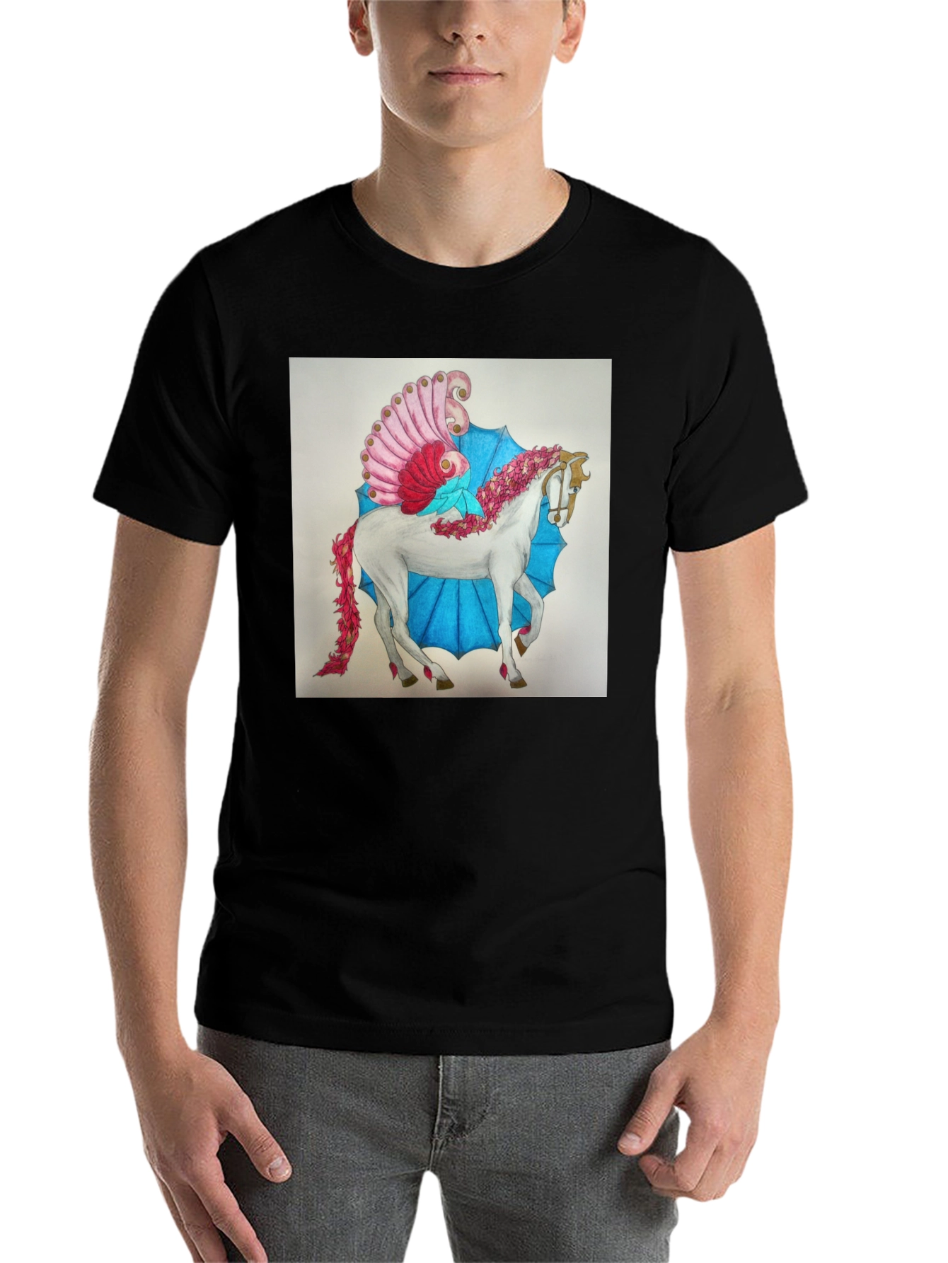 Fantasy Horse Graphic Tee - Black - 7
