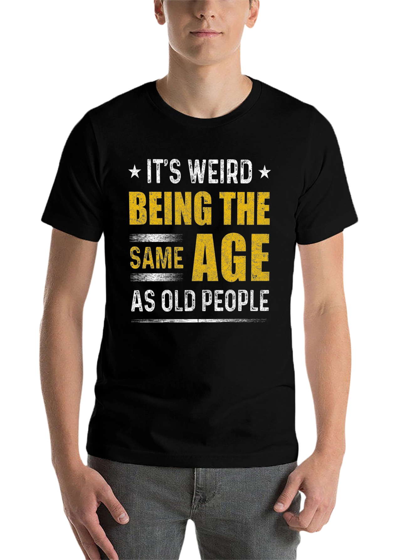 Black It's Weird Being The Same Age As Old People Funny T-Shirt view 7