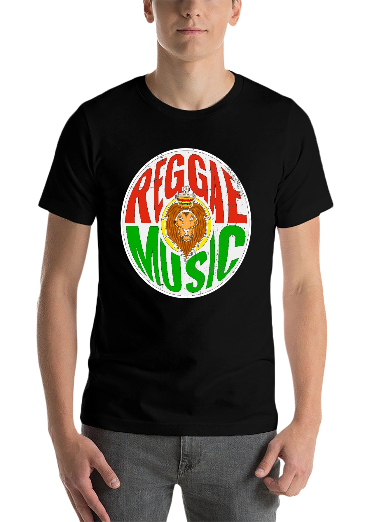 Black Reggae Music Lion Graphic T-Shirt view 7