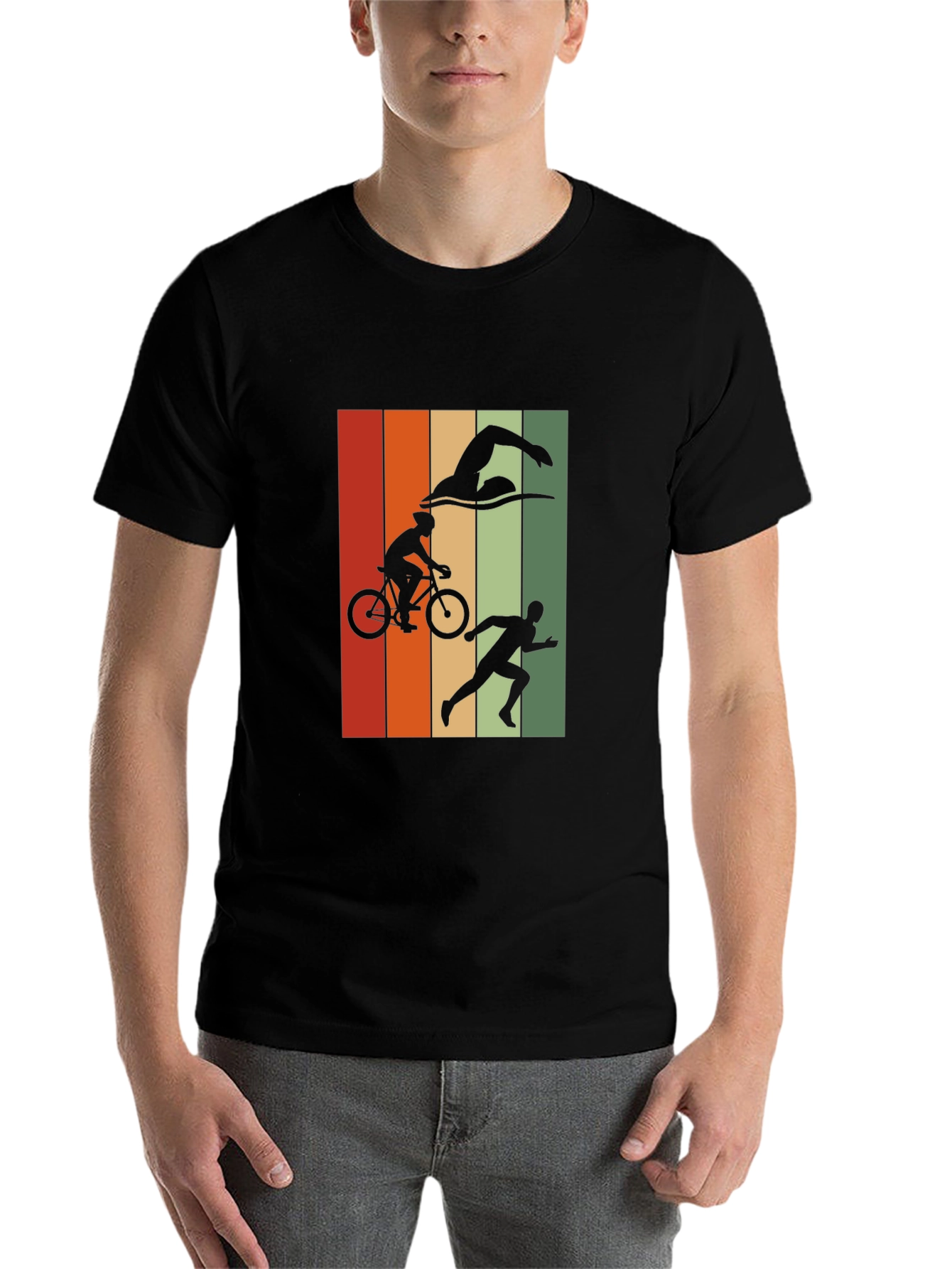 Black Triathlon Graphic T-Shirt - Black view 7