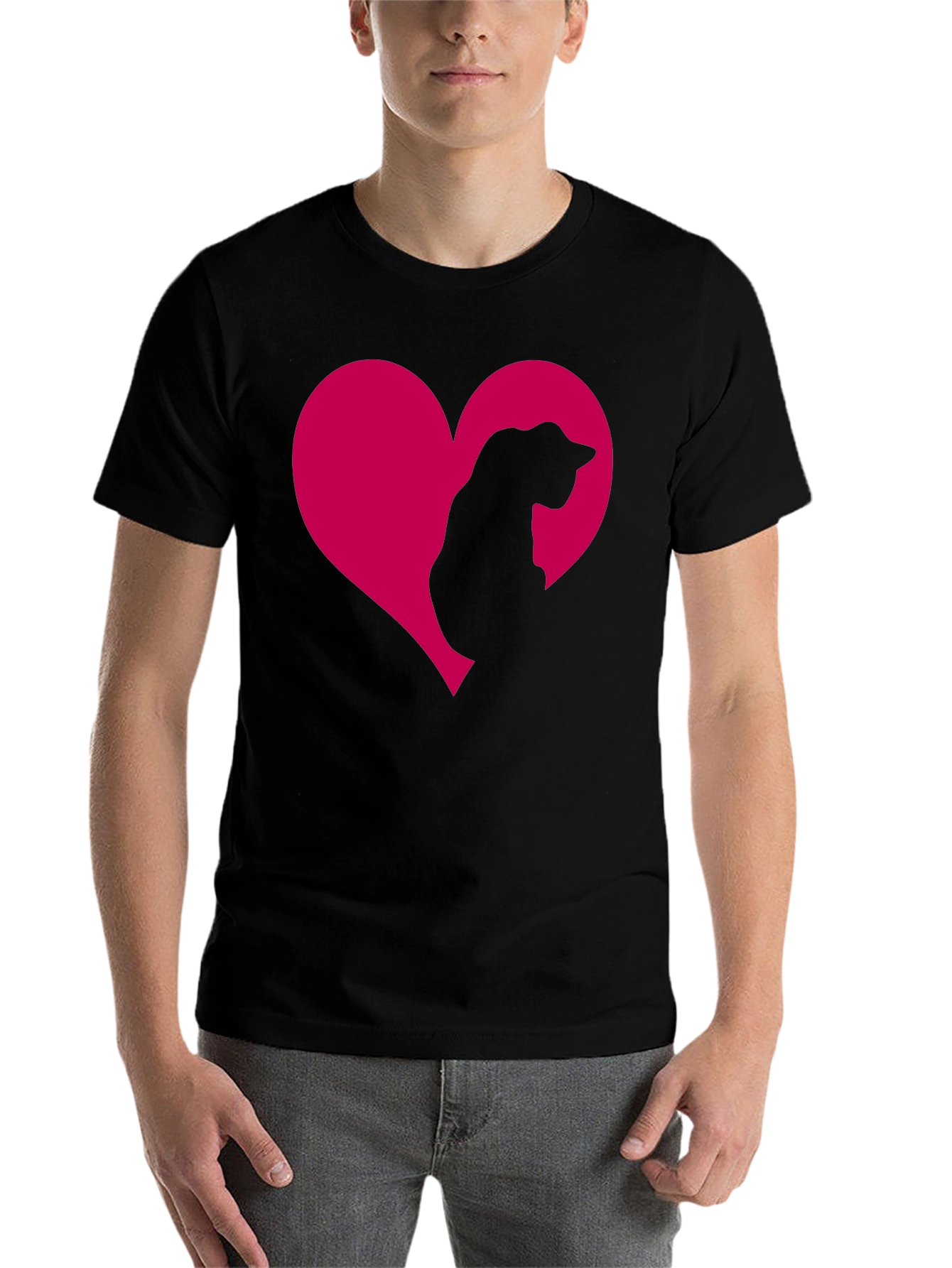 Black Cat Heart Tee - Adorable Feline Love T-Shirt view 7