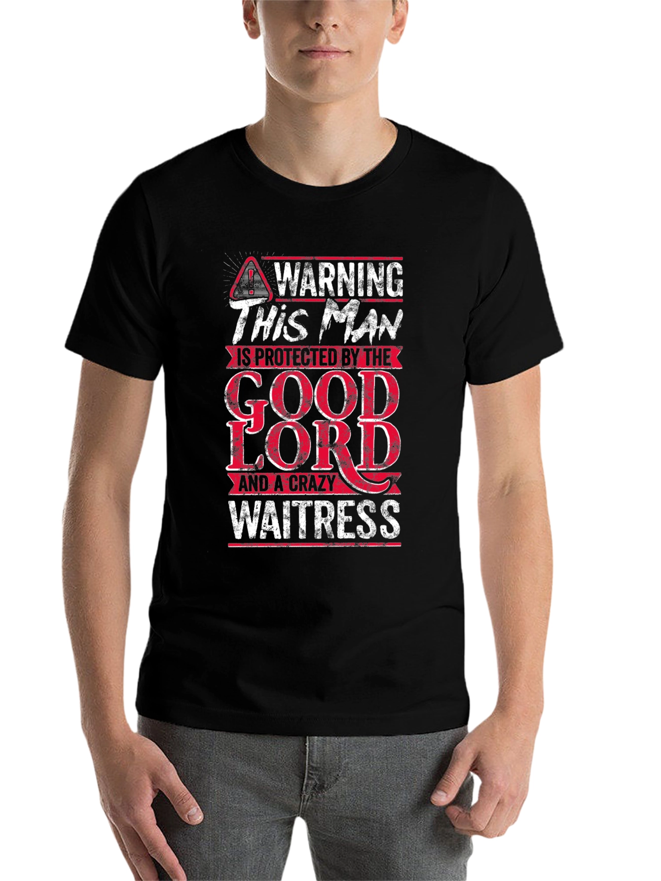 Warning Protected By The Good Lord & A Crazy Waitress T-Shirt - 7