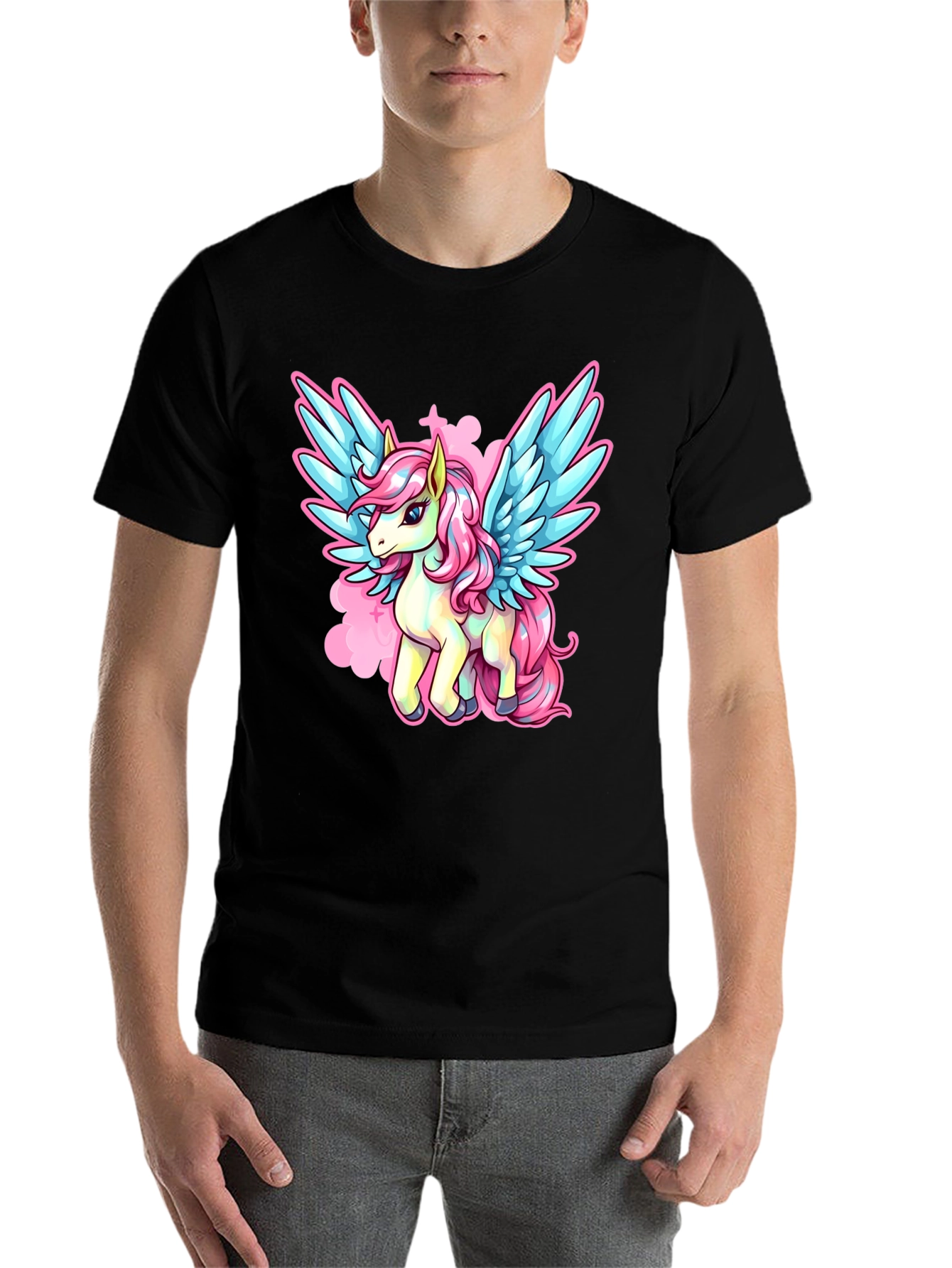 Black Unicorn Pegasus Graphic T-Shirt view 7