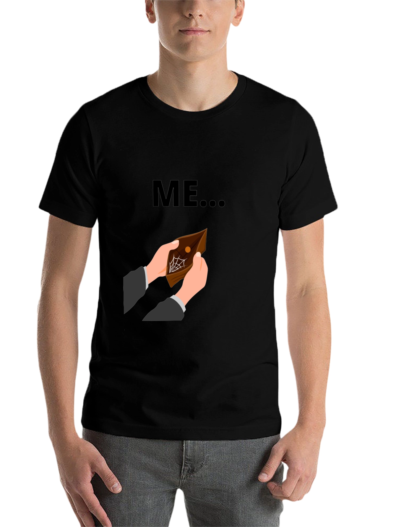 Black Funny 'ME' Empty Wallet Graphic T-Shirt view 7