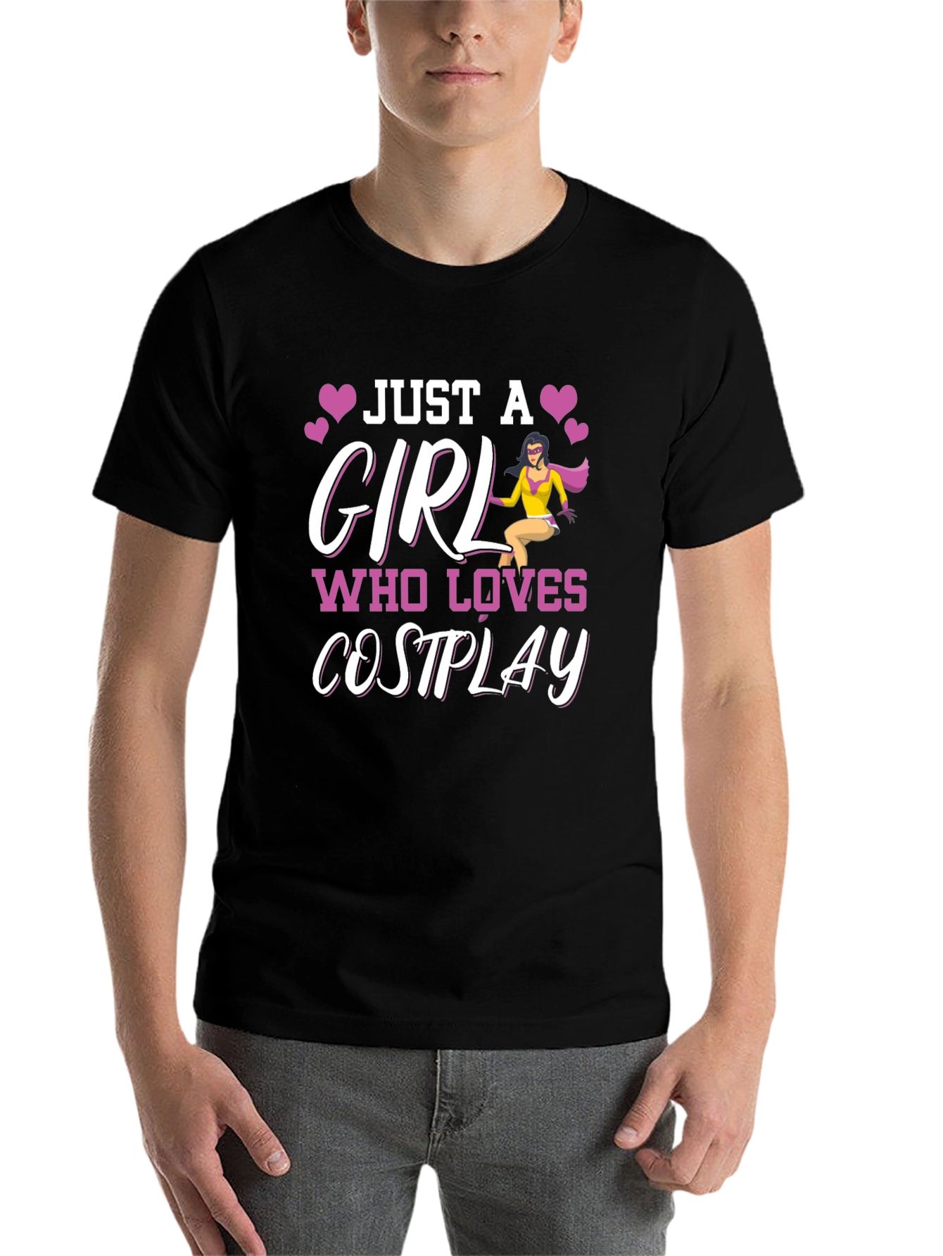 Black Just a Girl Who Loves Cosplay T-Shirt view 7