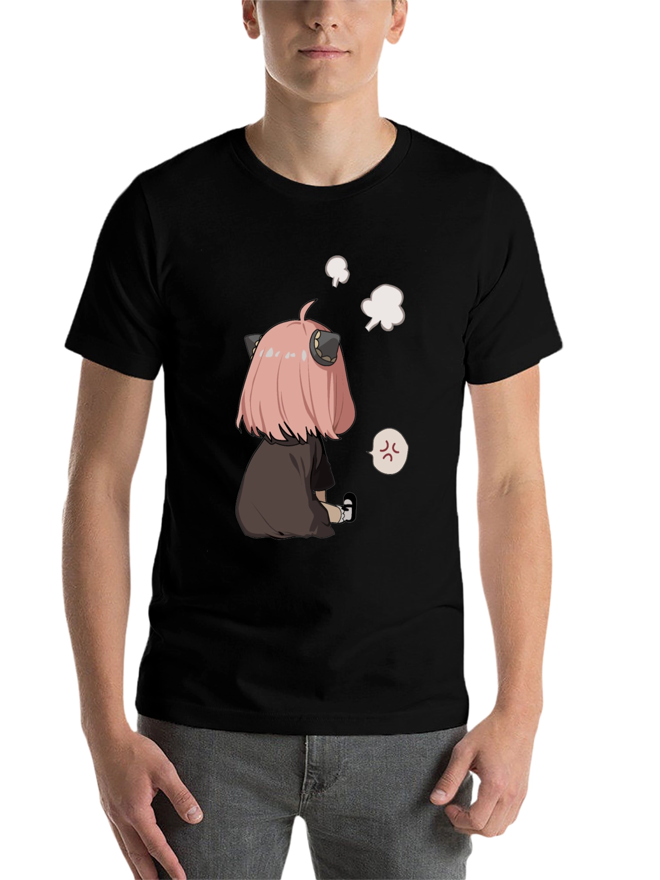 Black Anime Character Graphic Print Black T-Shirt view 7