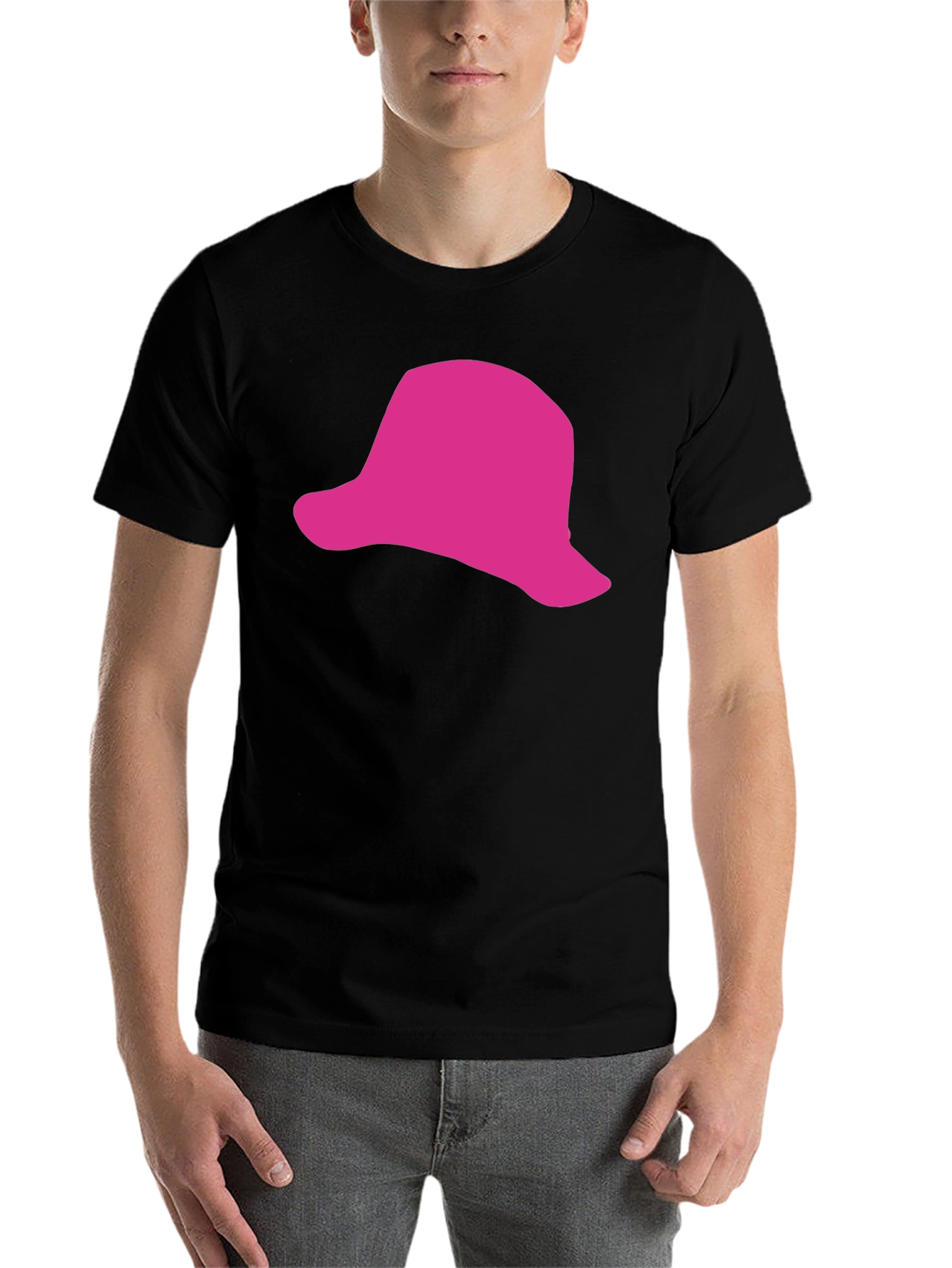 Black Pink Hat Graphic Black T-Shirt - Casual Style view 7