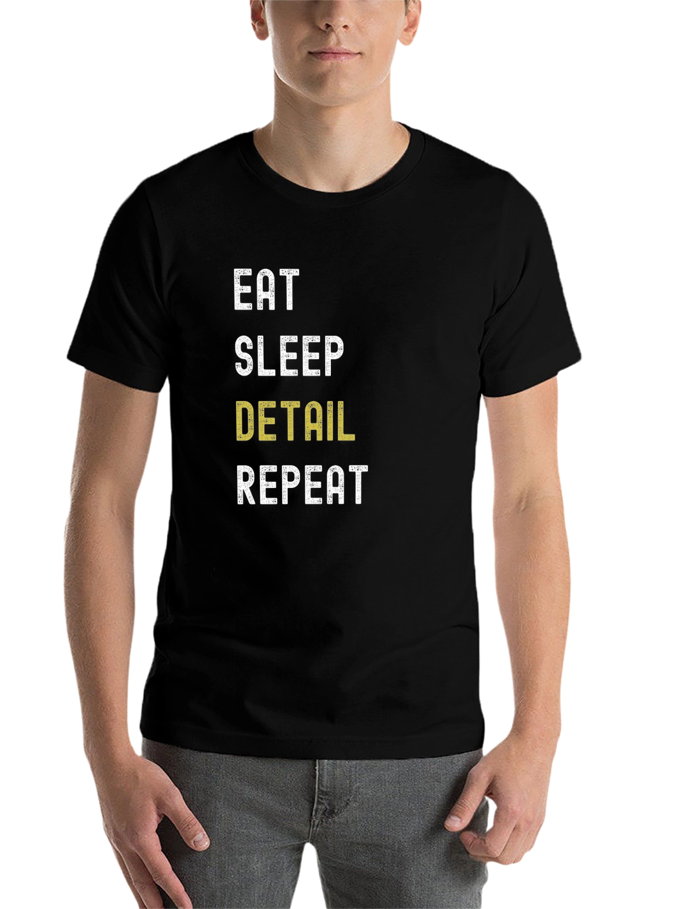Black Eat Sleep Detail Repeat Black T-Shirt view 7