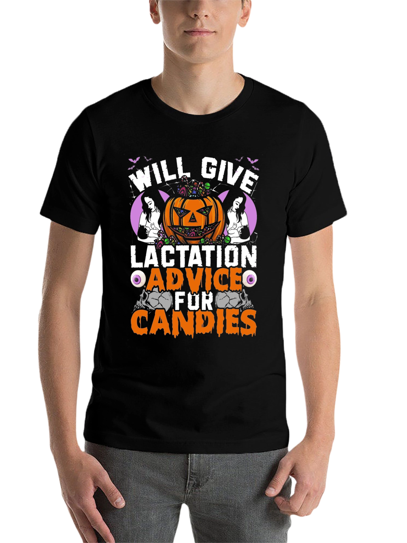 Black Lactation Advice for Candies Halloween T-Shirt view 7
