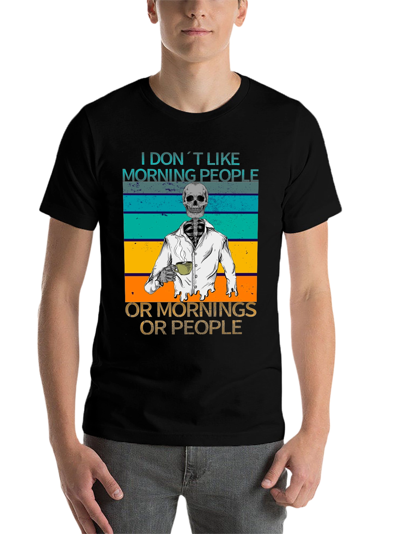 Black I Don't Like Morning People Graphic Tee view 7
