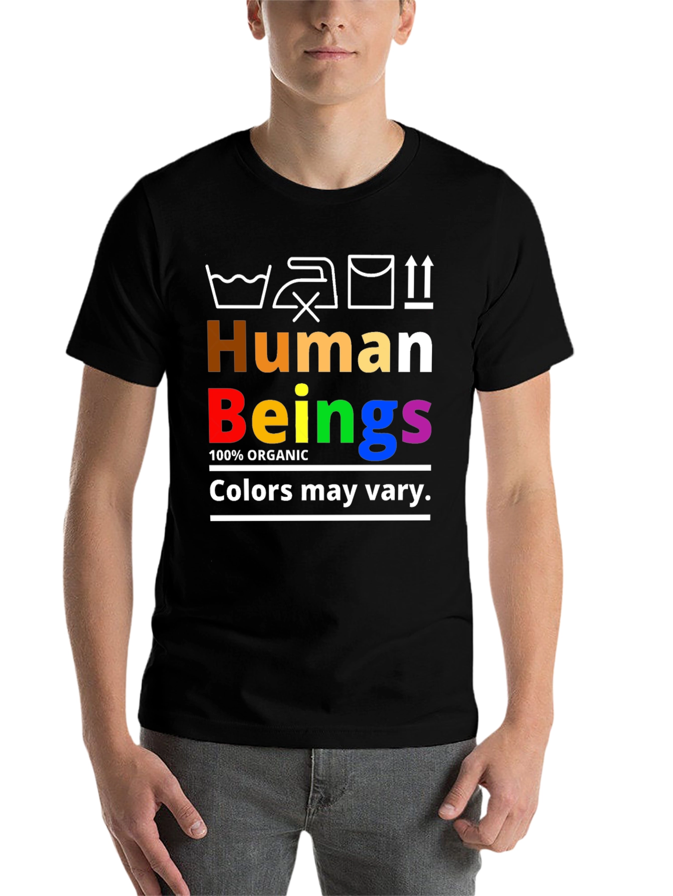 Black Human Beings Organic Rainbow Pride T-Shirt view 7