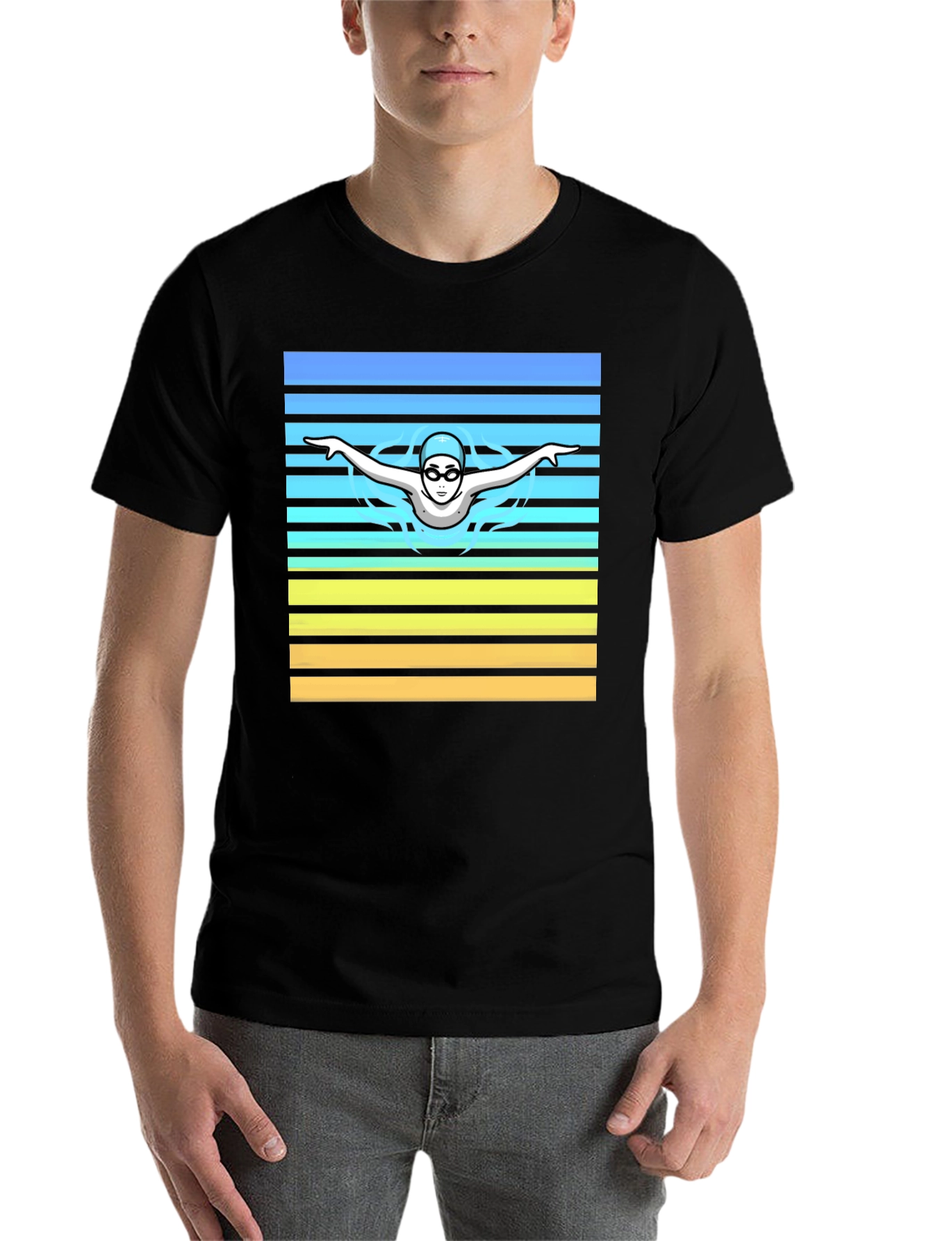 Black Swimmer Graphic Tee - Retro Style view 7