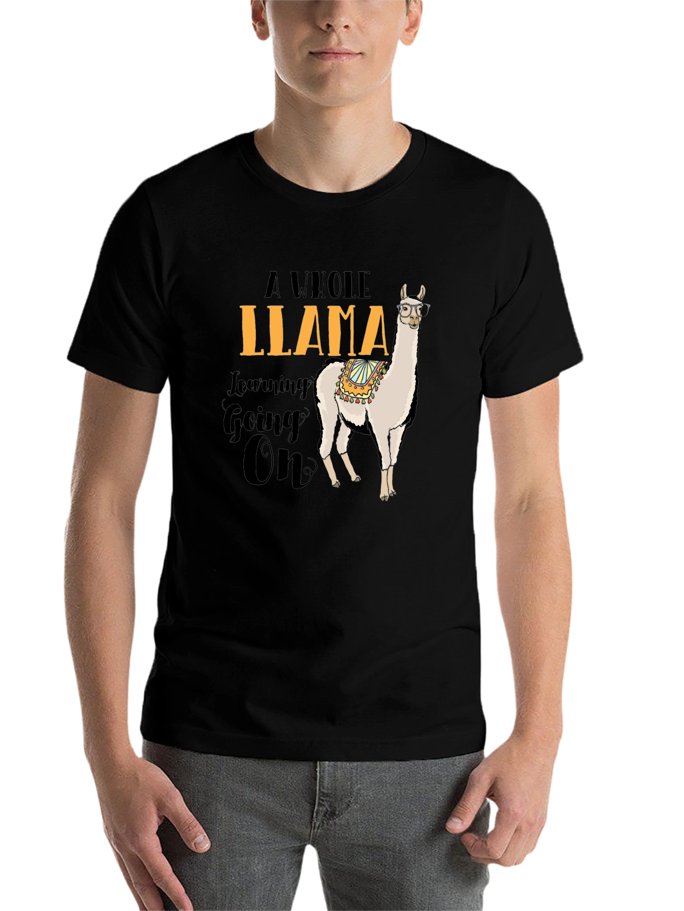 Black Funny Llama T-Shirt - A Whole Llama Learning Going On view 7