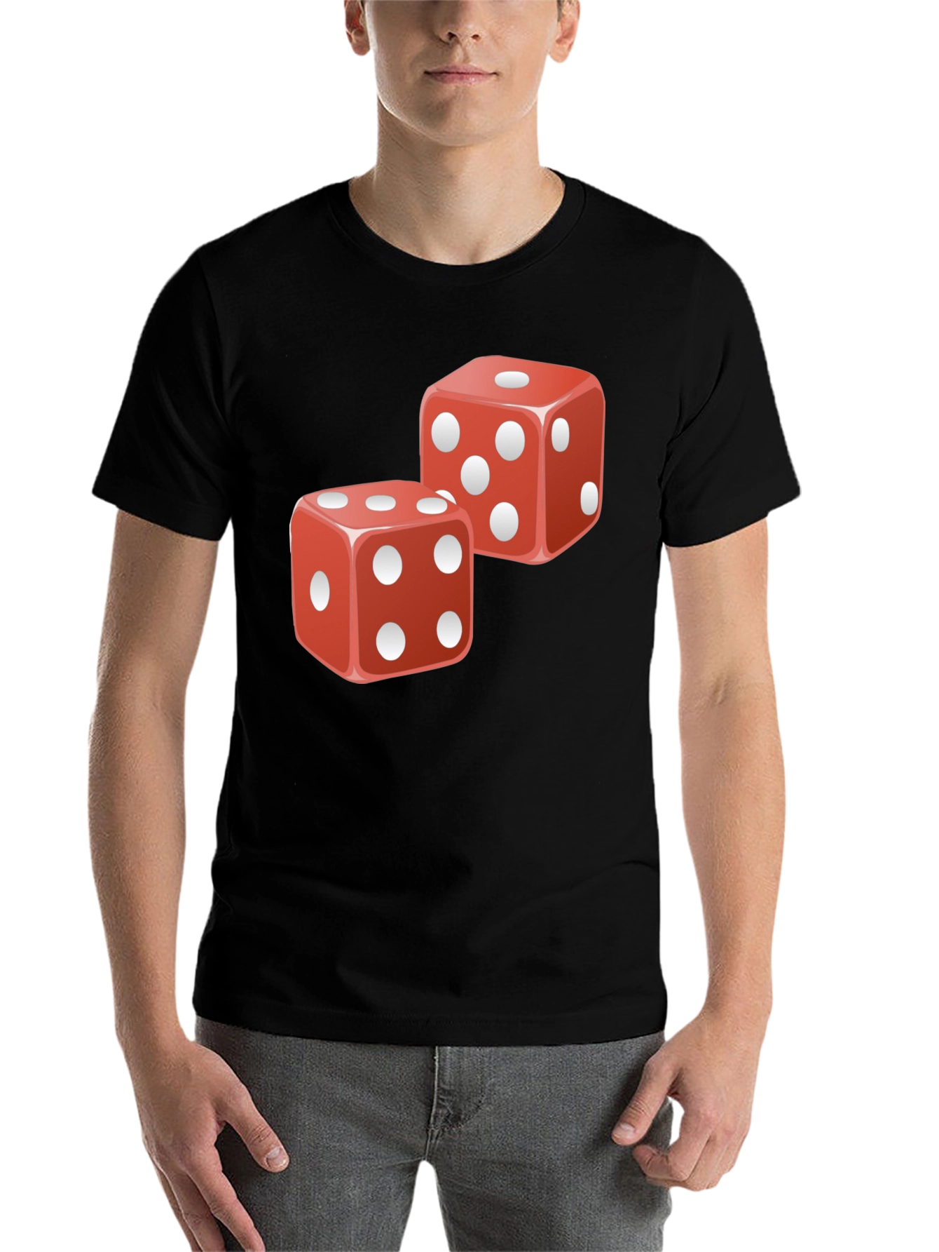 Lucky Dice Graphic T-Shirt - Black Cotton Tee - 7